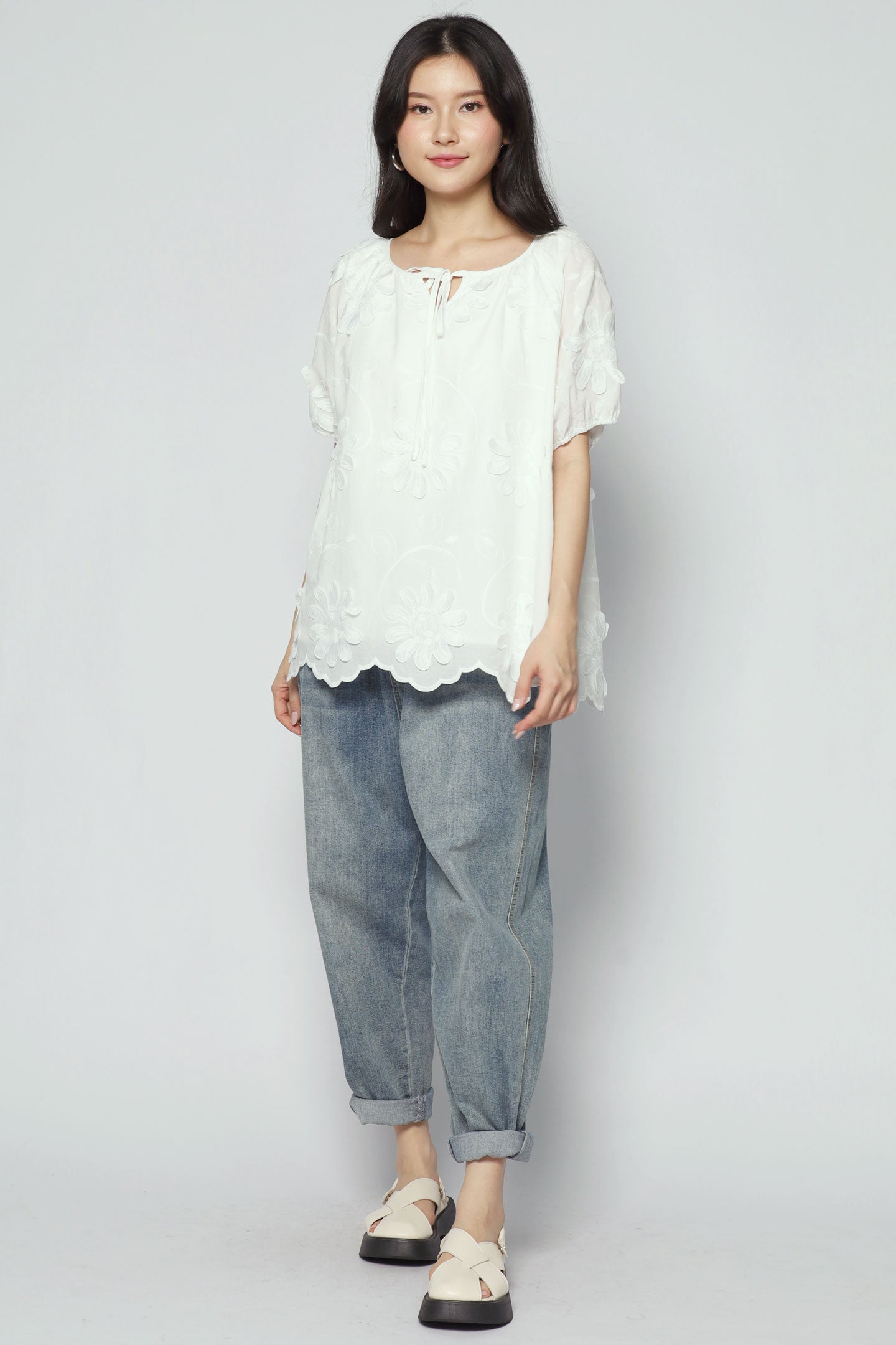 Willa Top in White Crochet