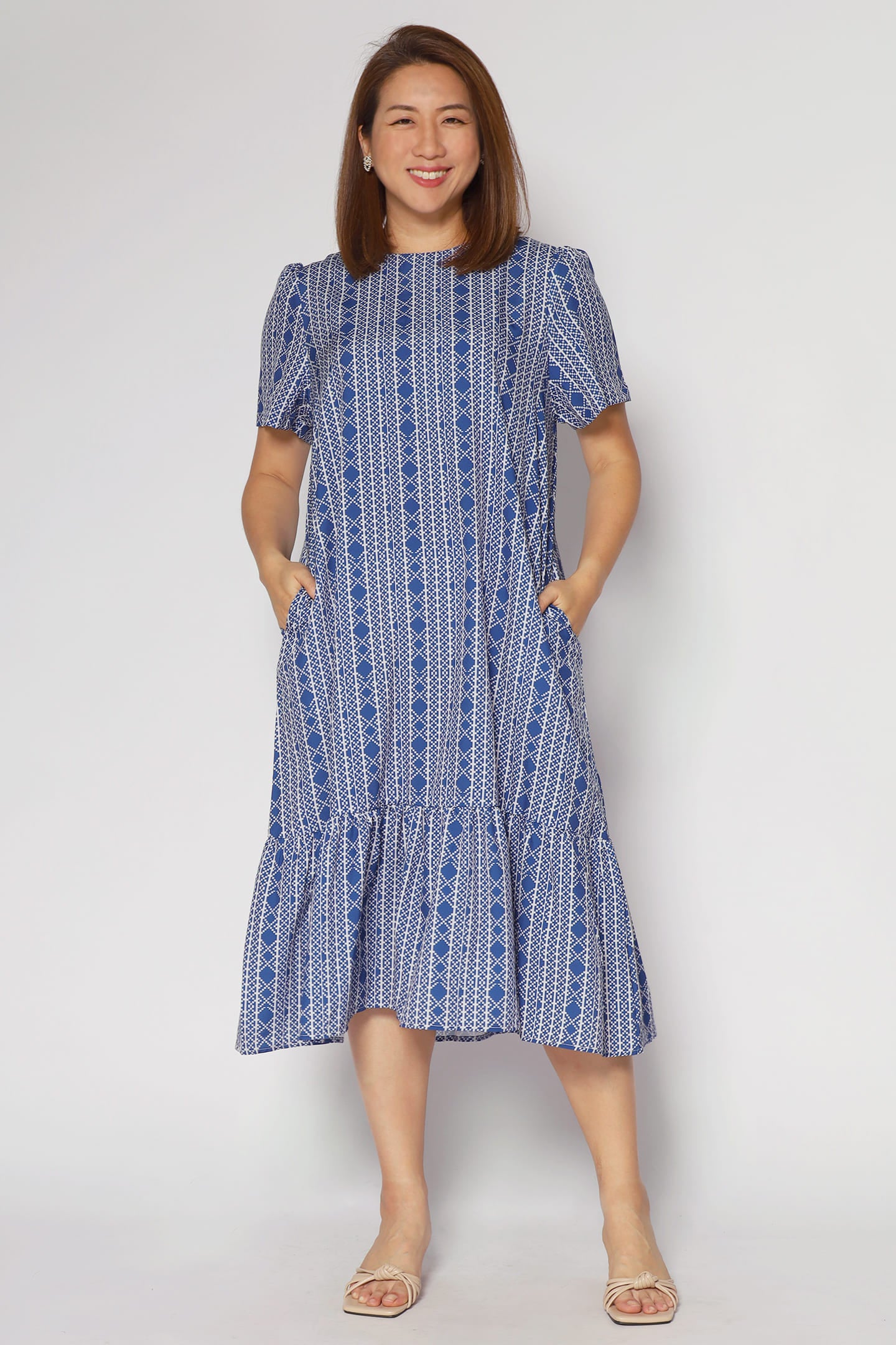 Xing Dress in Blue Aztec