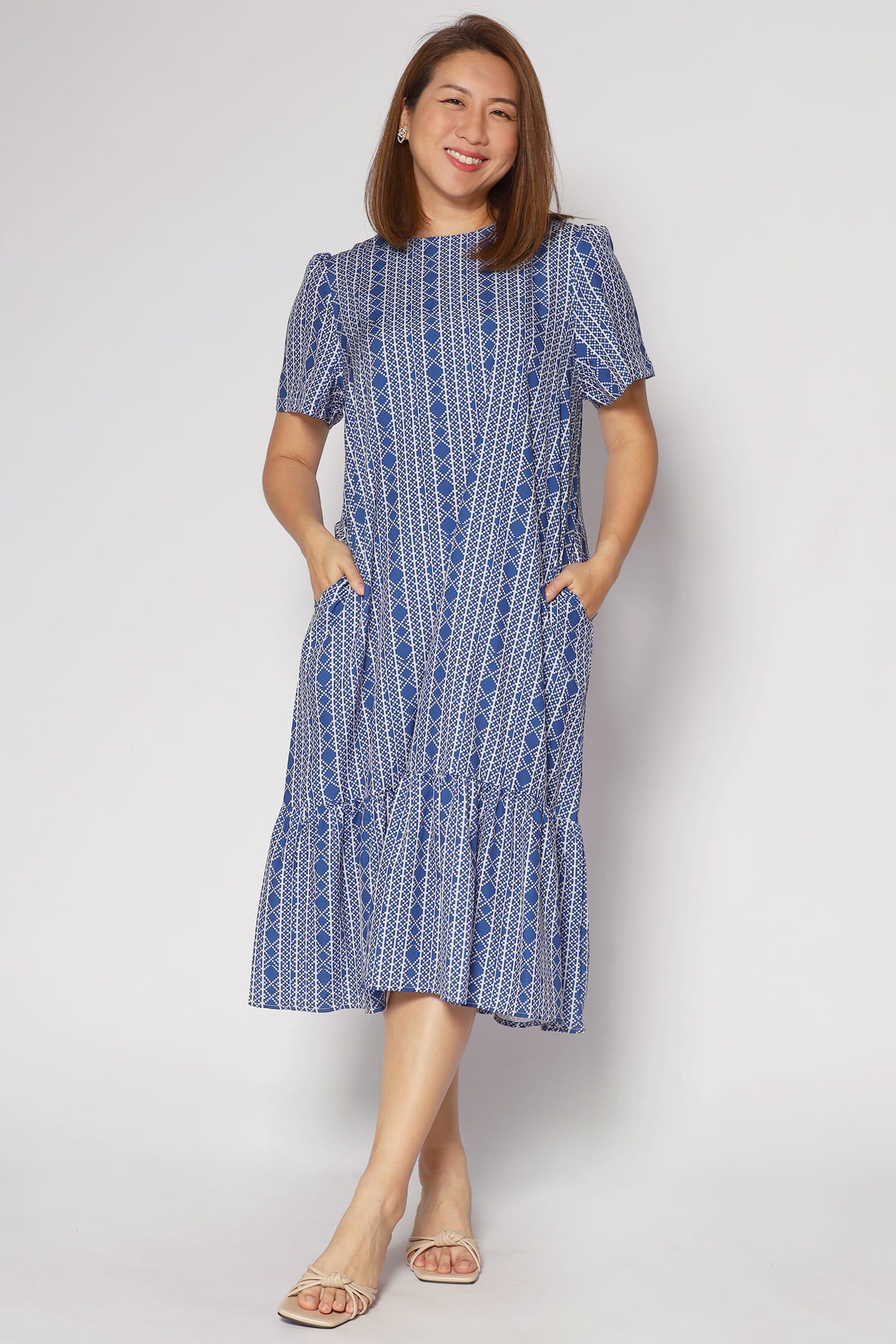 Xing Dress in Blue Aztec