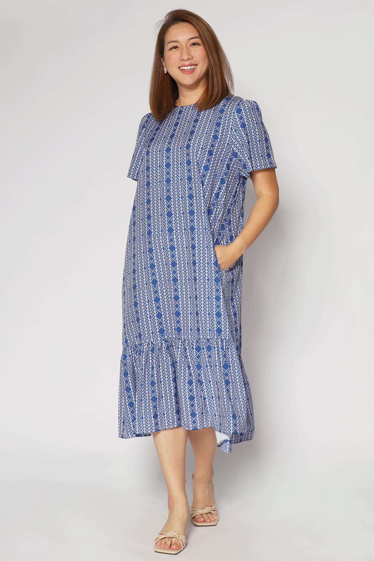 Xing Dress in Blue Aztec