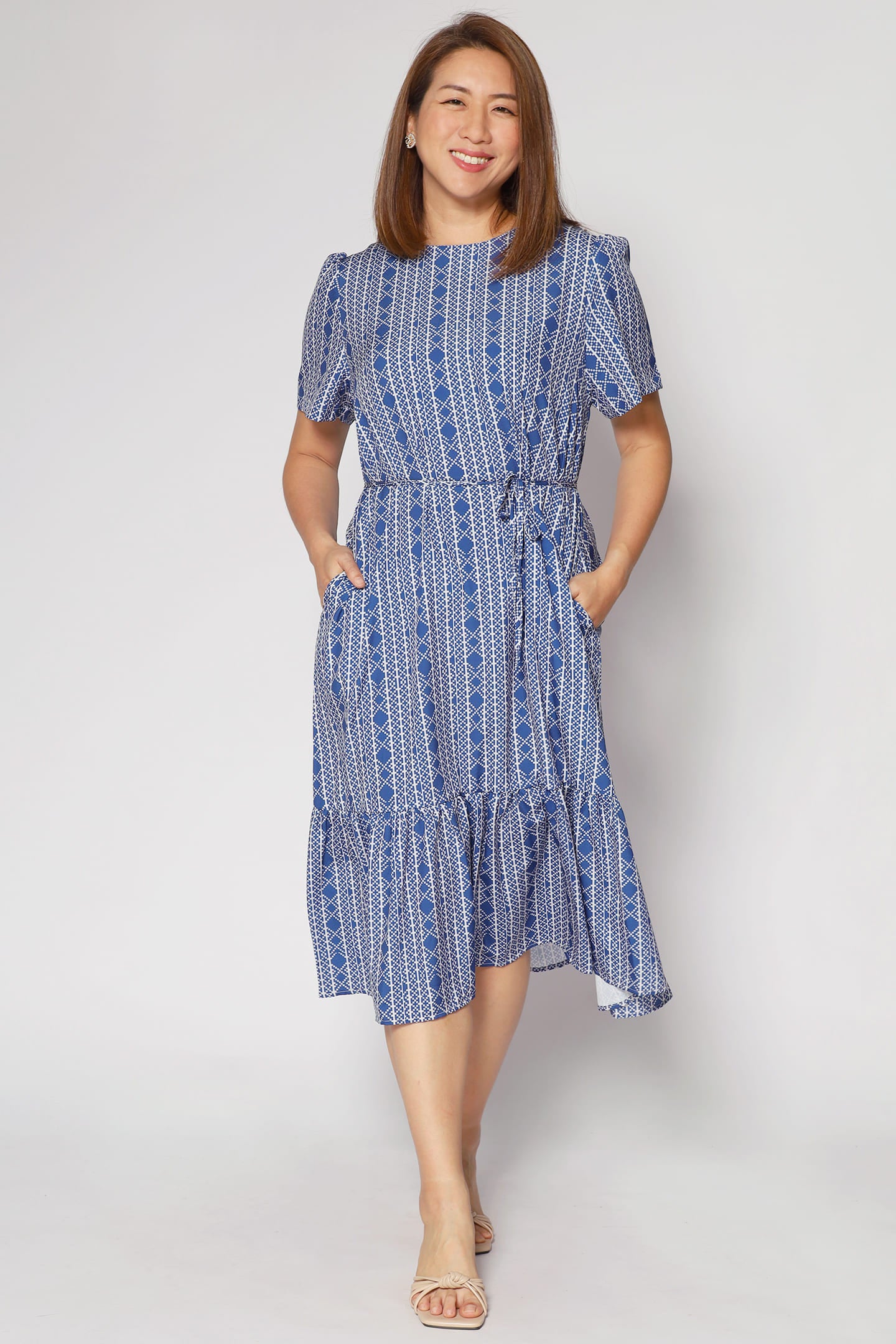 Xing Dress in Blue Aztec