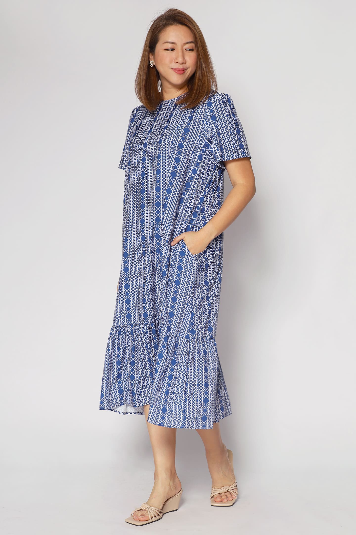 Xing Dress in Blue Aztec