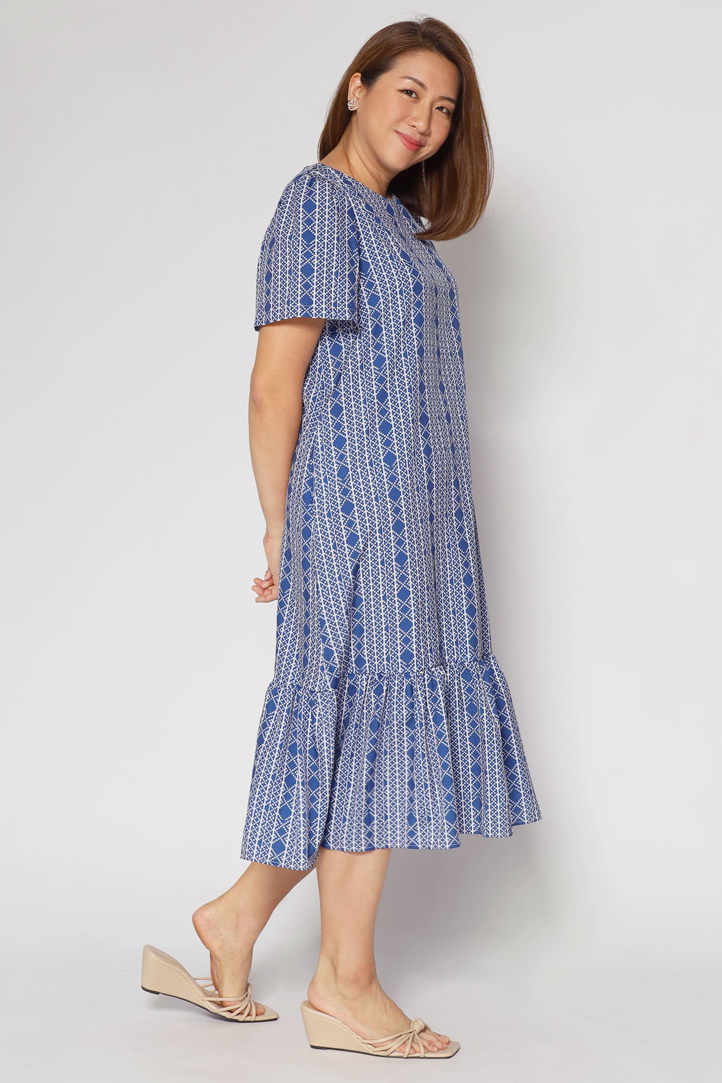 Xing Dress in Blue Aztec