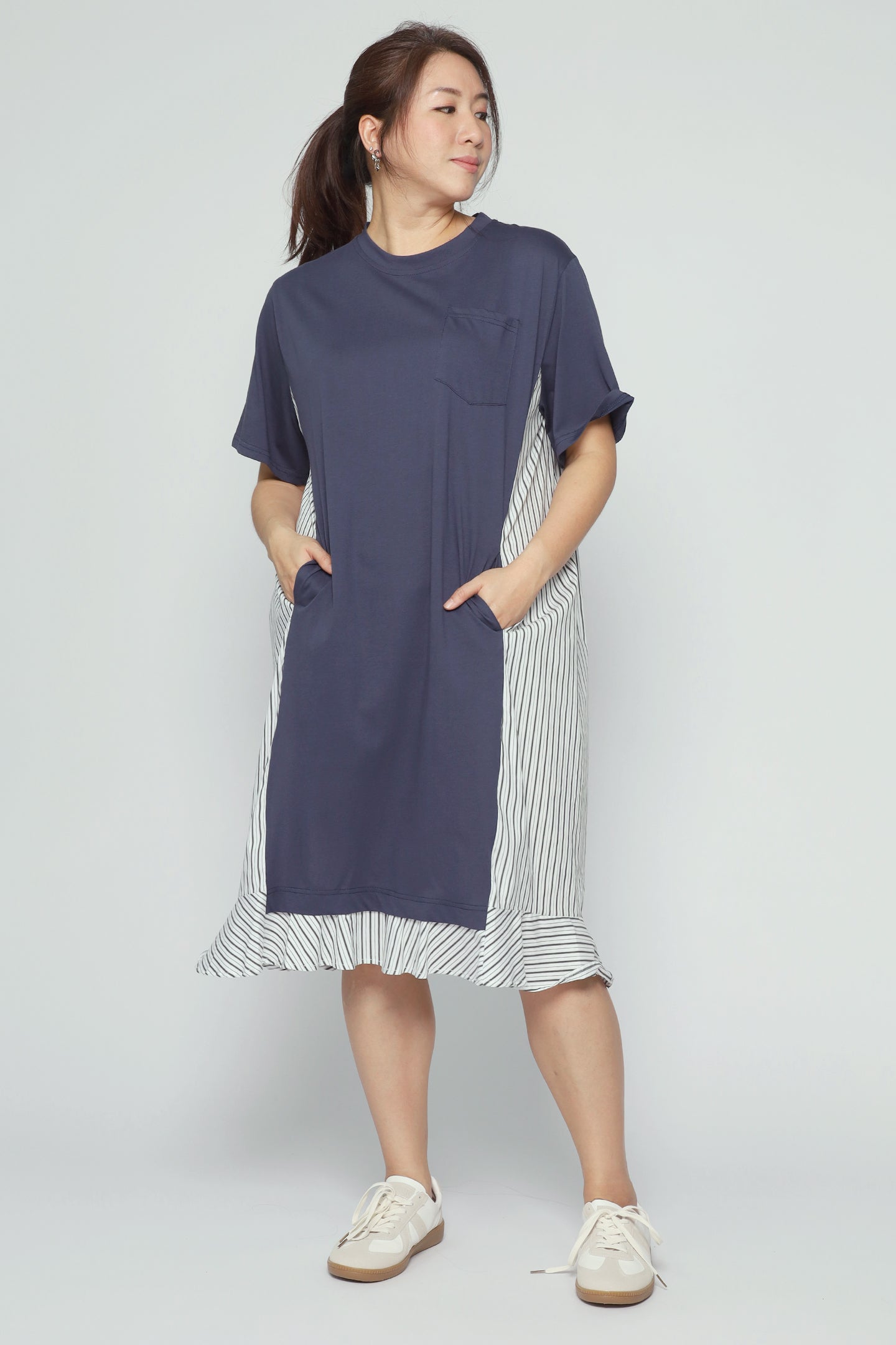 Yong Pinstripes Dress in Blue