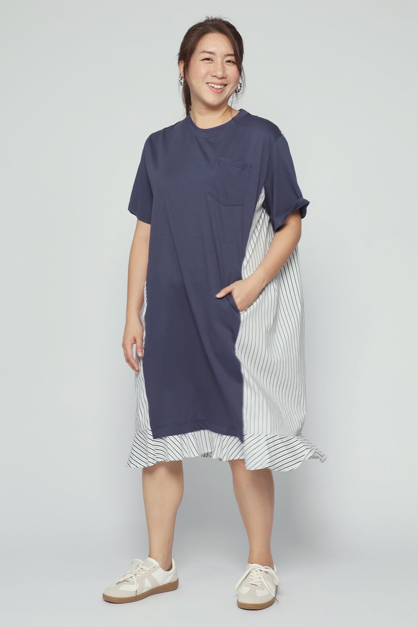 Yong Pinstripes Dress in Blue