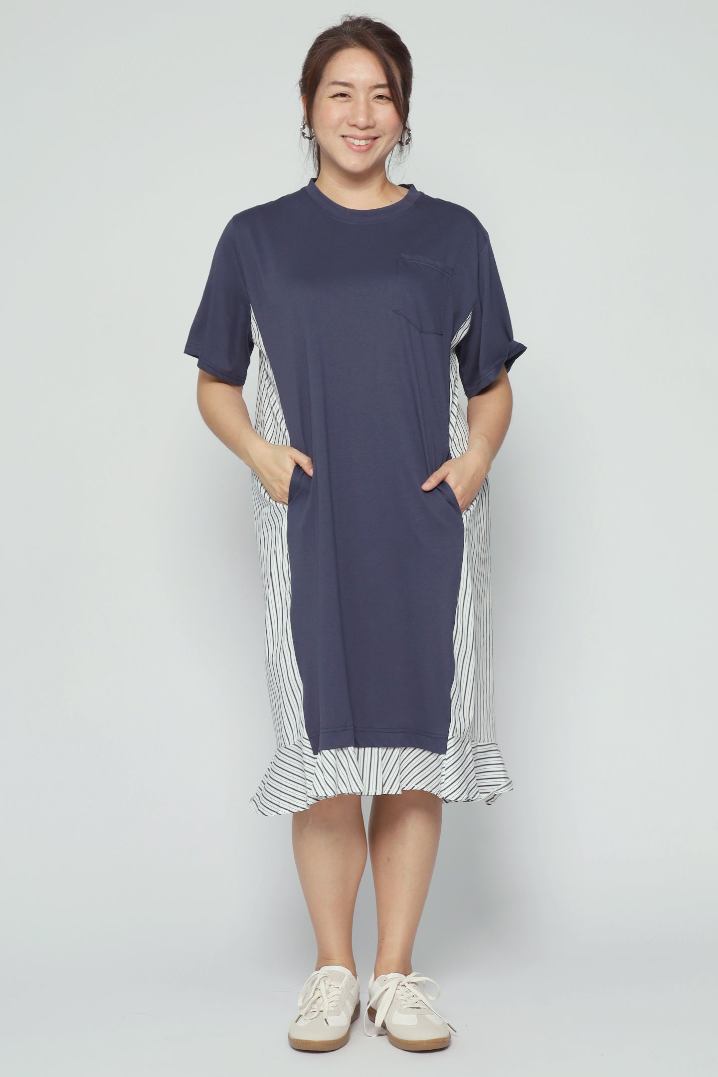 Yong Pinstripes Dress in Blue