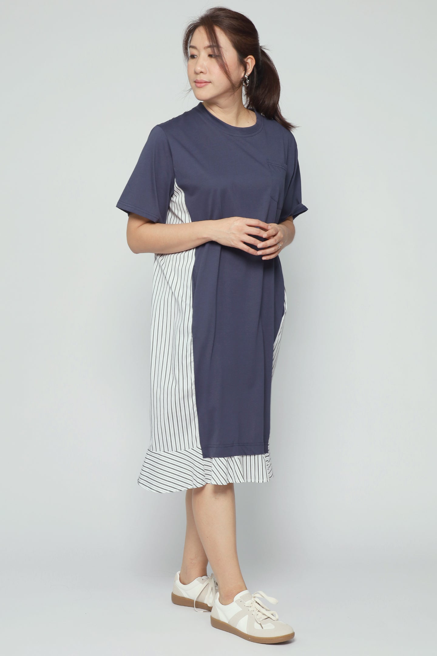 Yong Pinstripes Dress in Blue