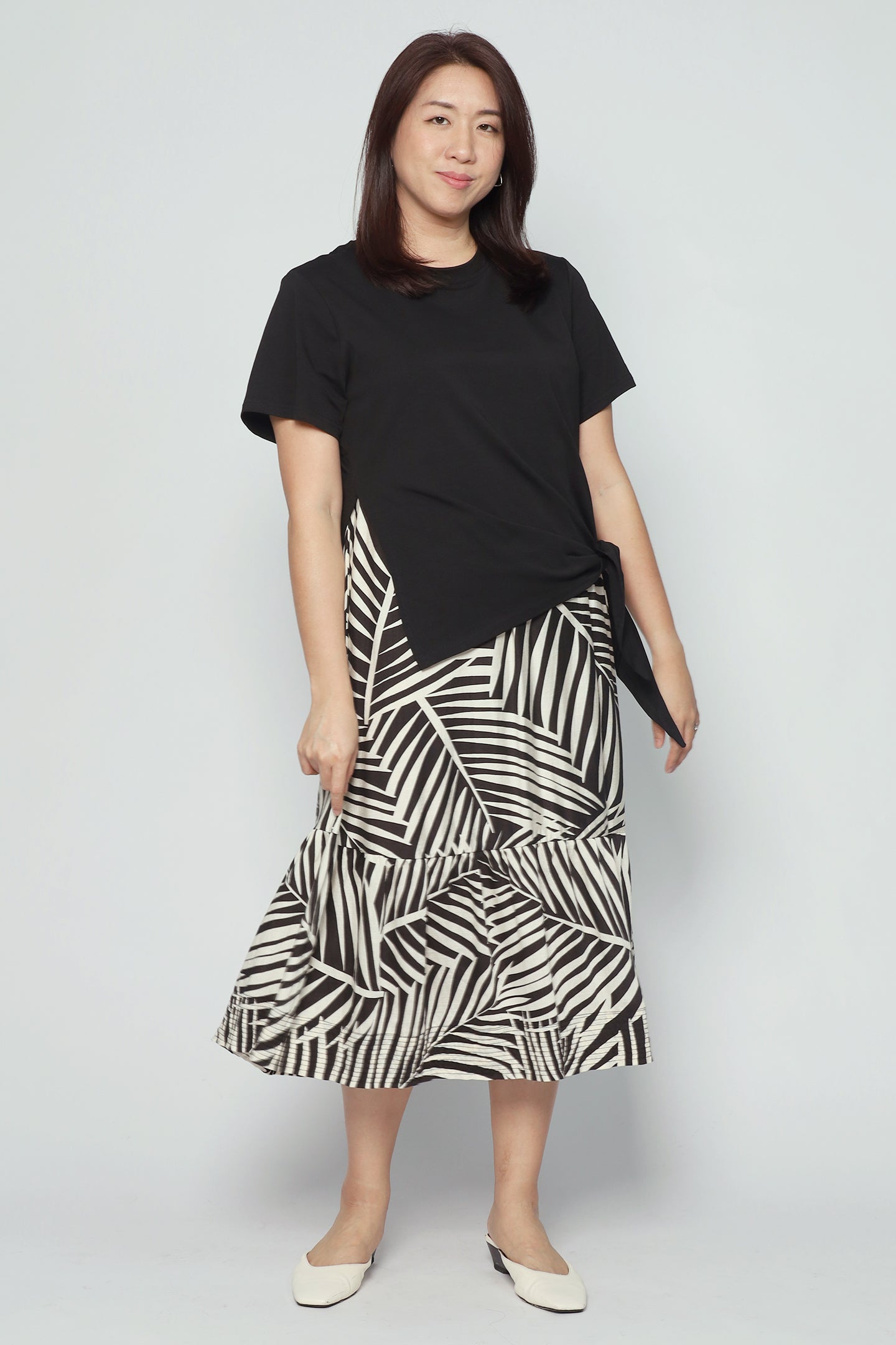 Zion Dress in Monochrome Leaf