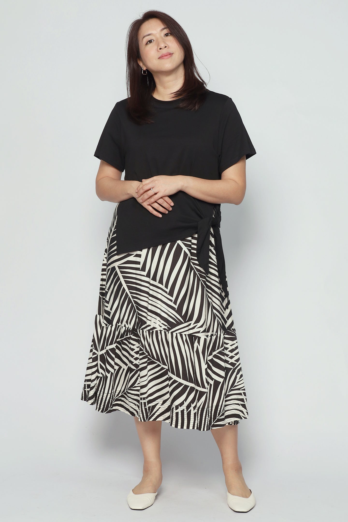 Zion Dress in Monochrome Leaf