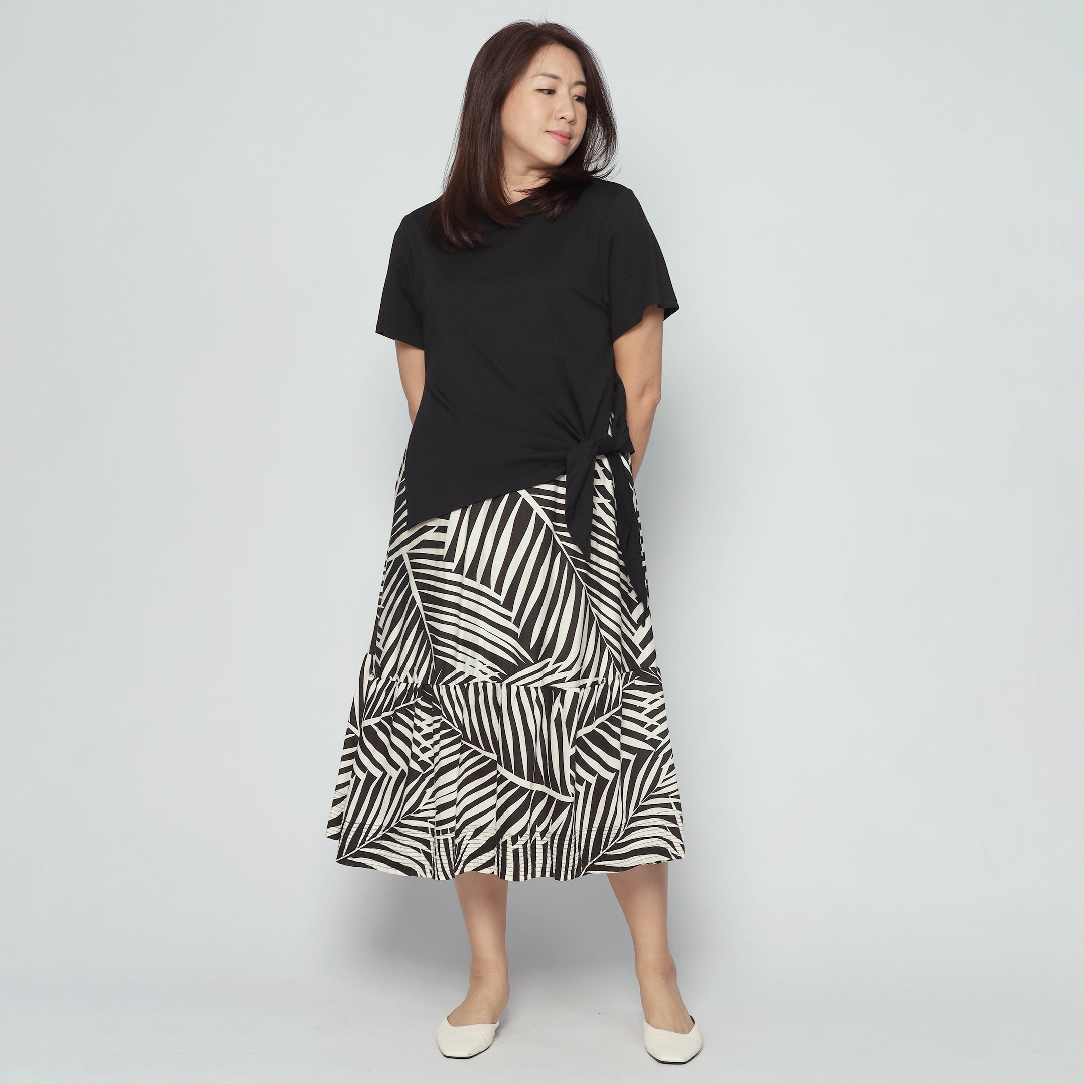 Zion Dress in Monochrome Leaf