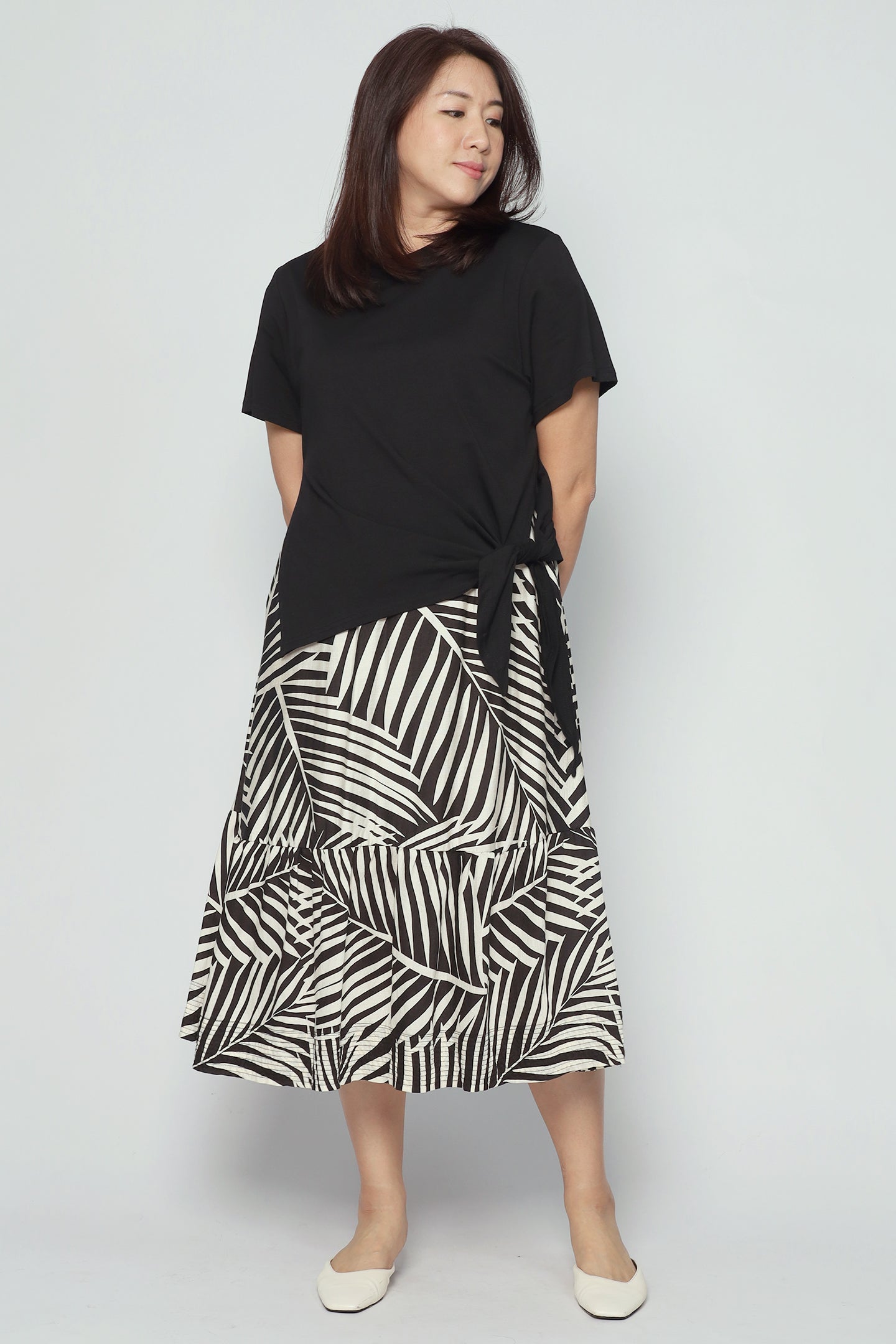 Zion Dress in Monochrome Leaf