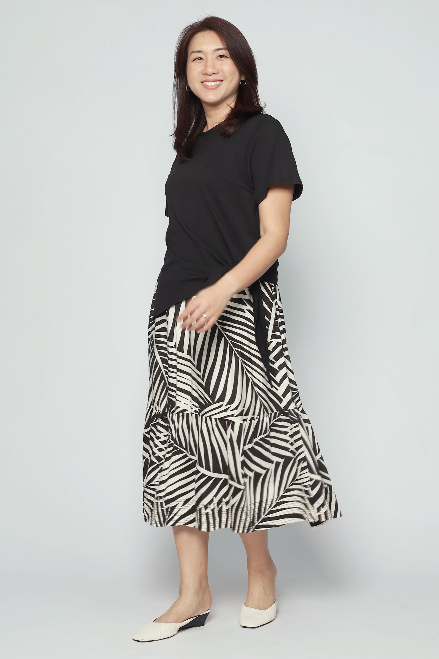 Zion Dress in Monochrome Leaf