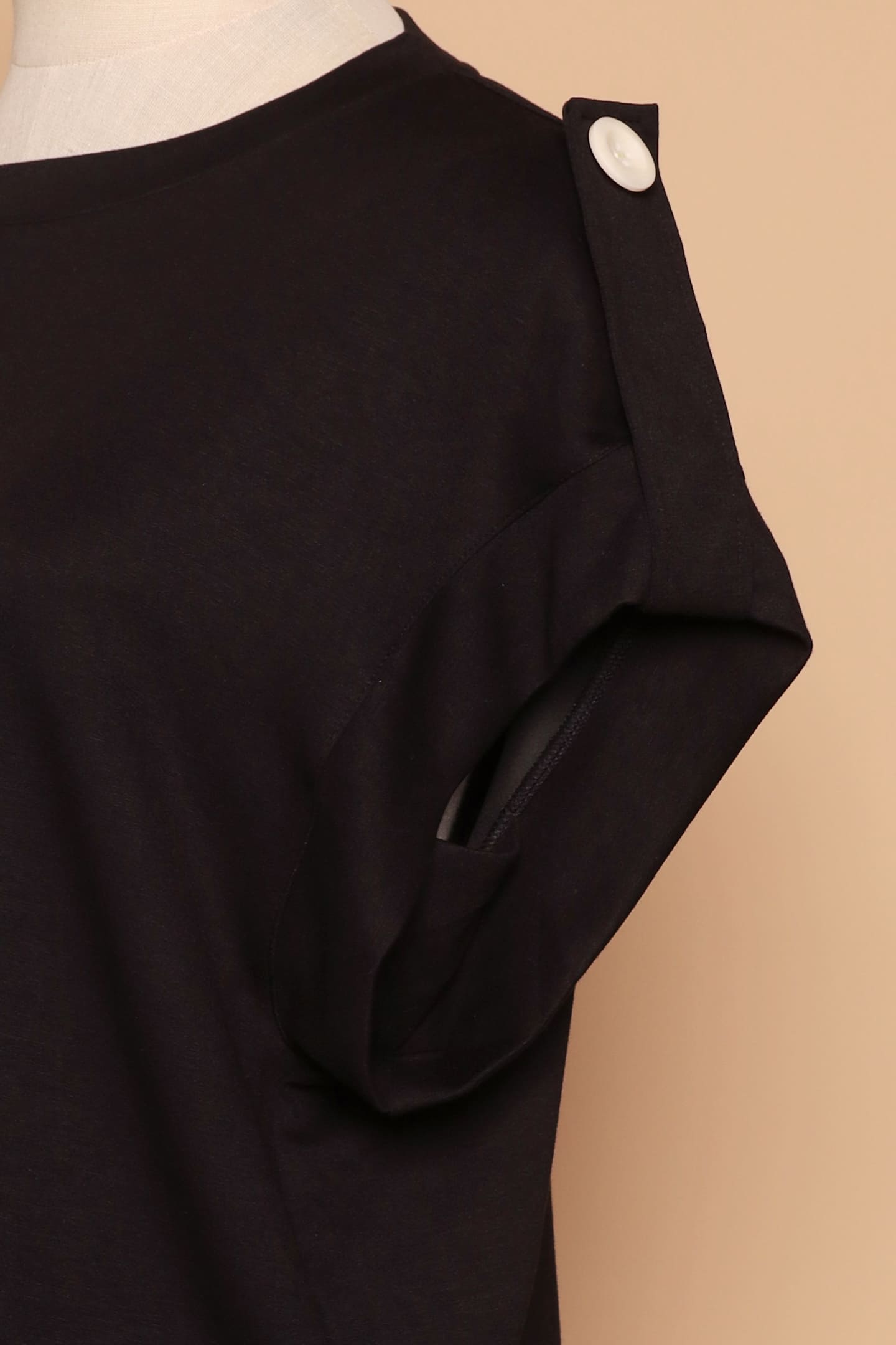 PO - Zoanne Button Shoulder Top in Black