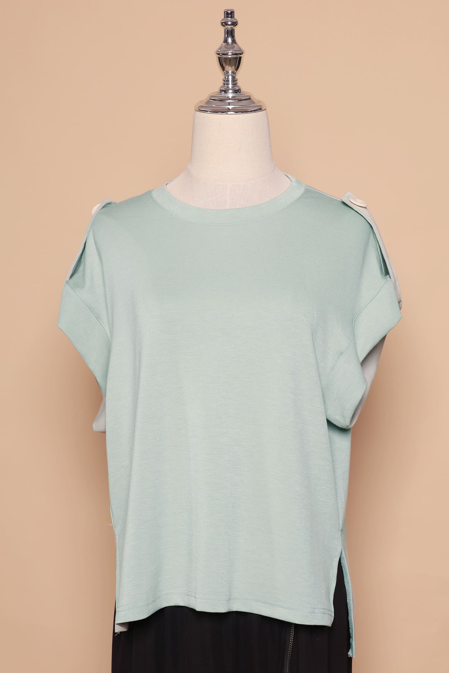PO - Zoanne Button Shoulder Top in Mint Green