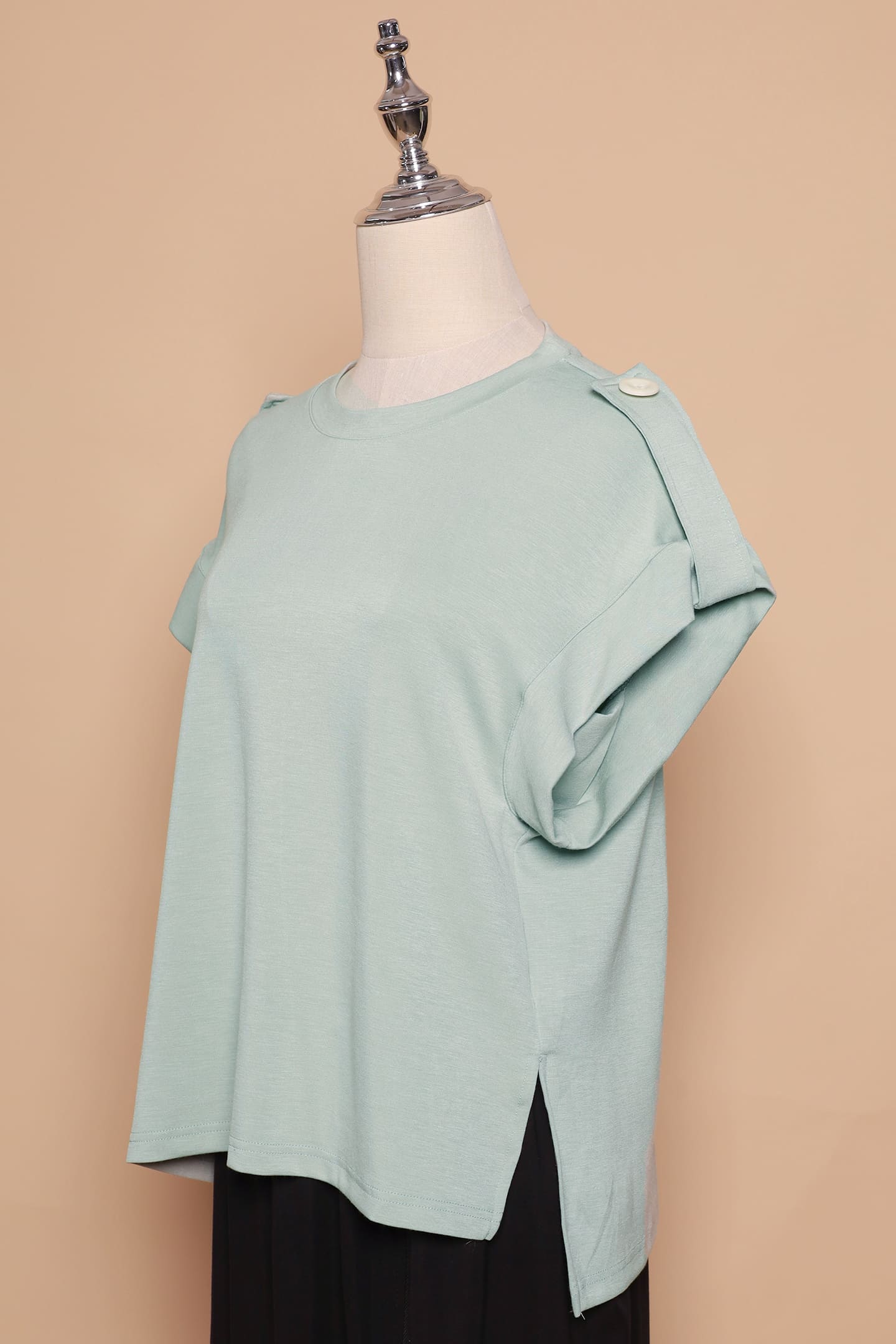 PO - Zoanne Button Shoulder Top in Mint Green