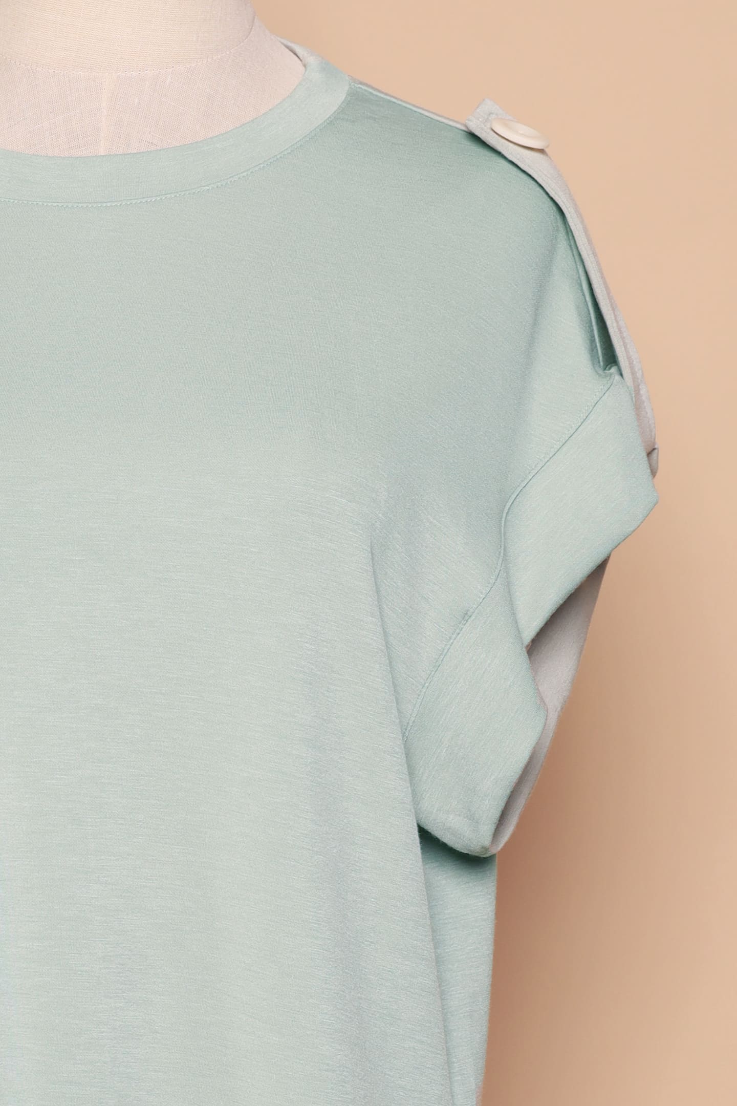 PO - Zoanne Button Shoulder Top in Mint Green
