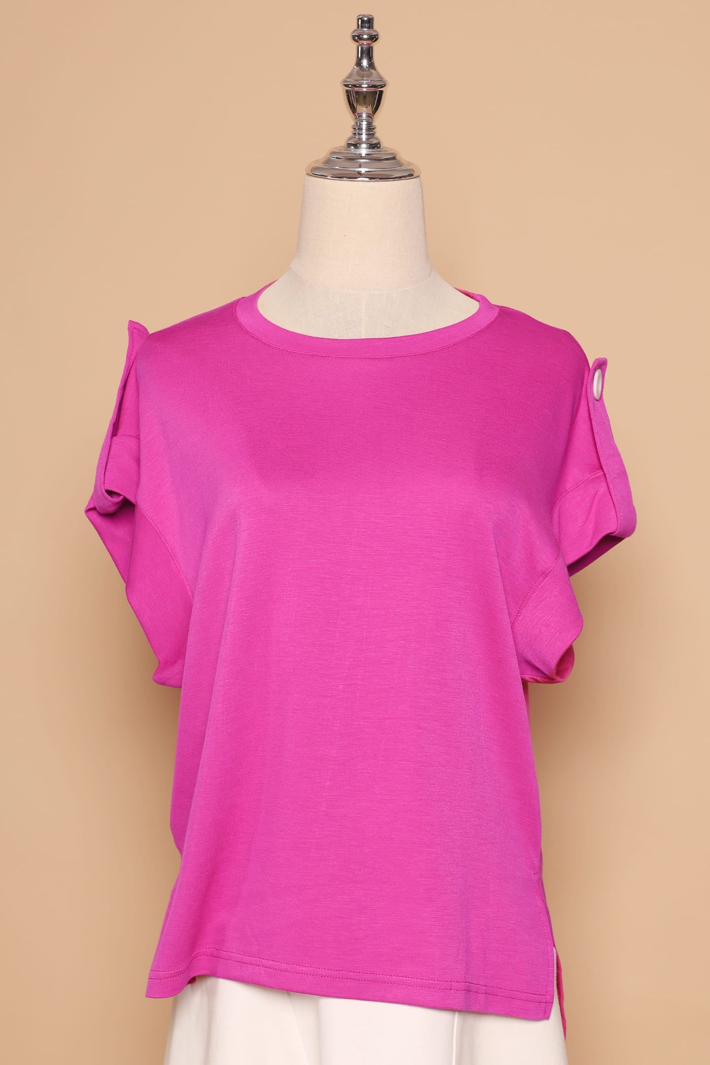 PO - Zoanne Button Shoulder Top in Pink