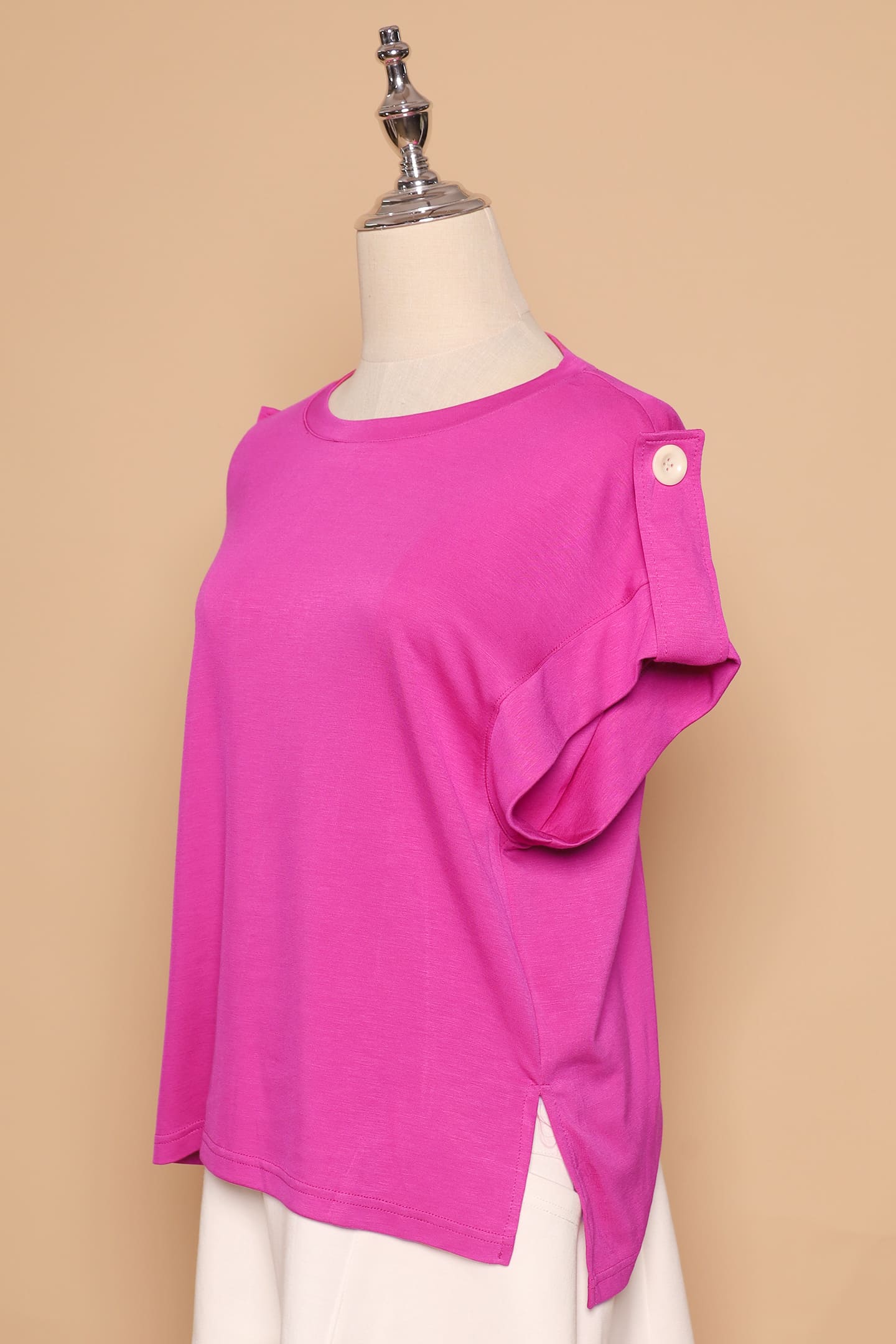 PO - Zoanne Button Shoulder Top in Pink