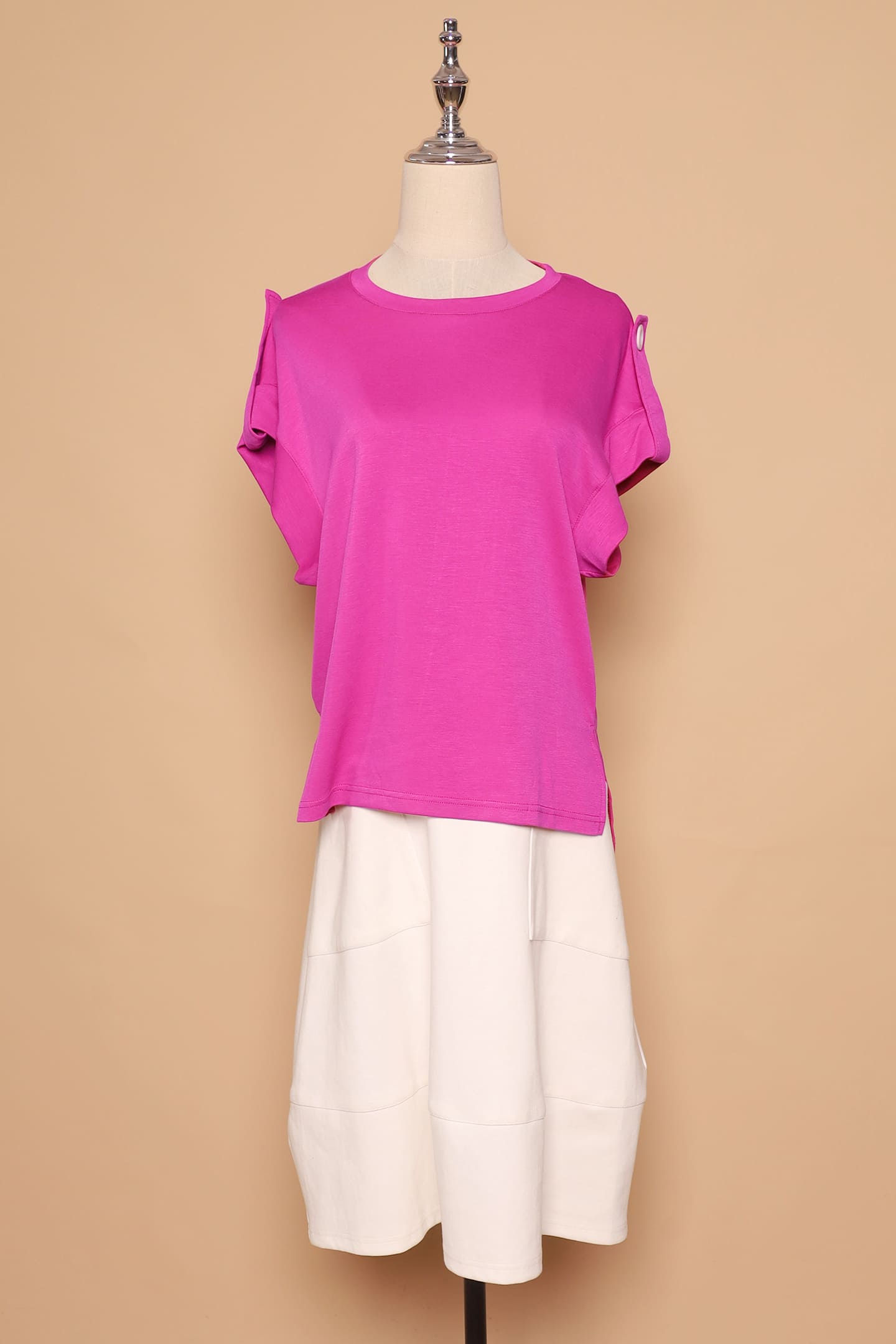 PO - Zoanne Button Shoulder Top in Pink