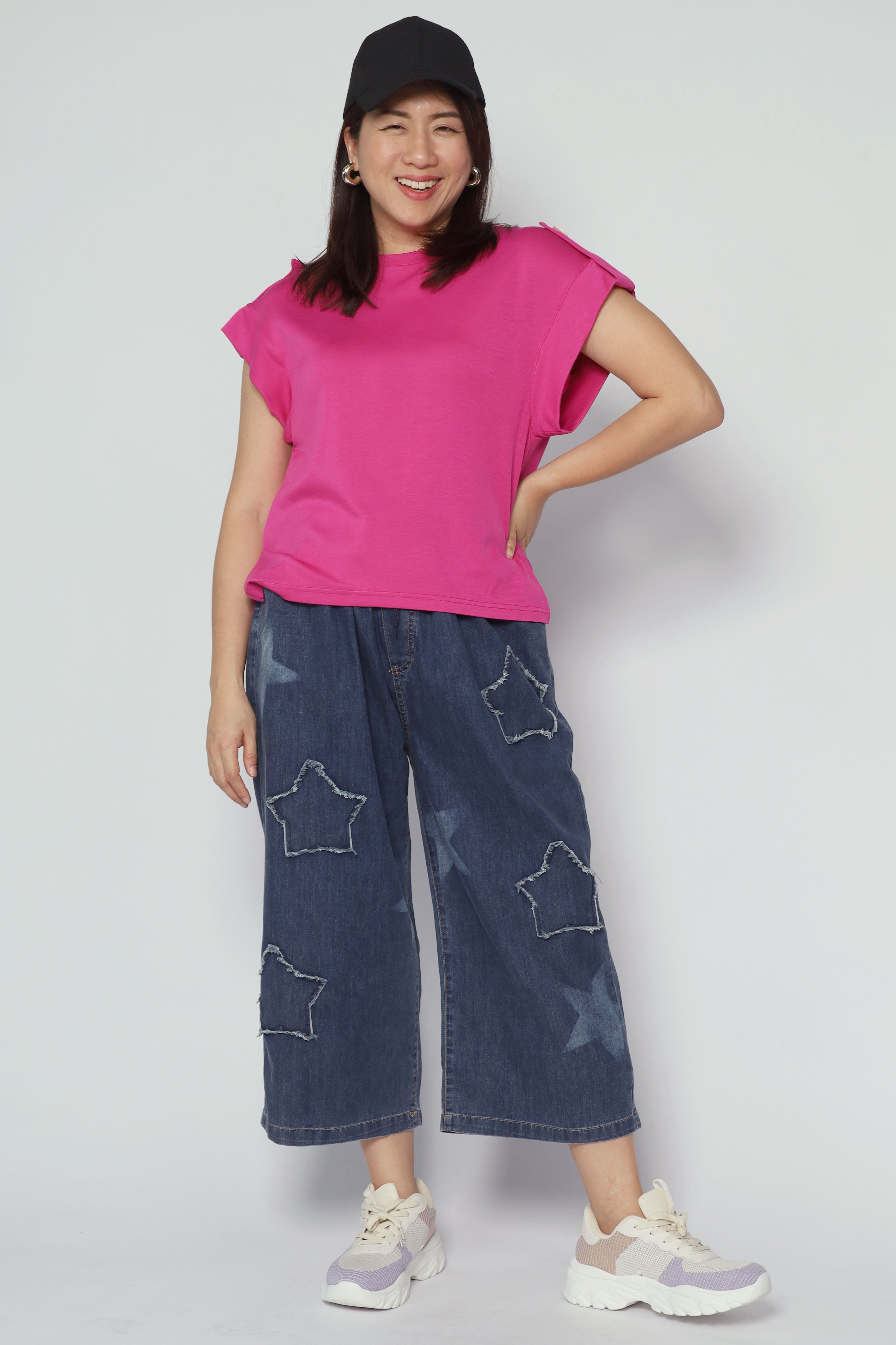 Backorders Zoanne Button Shoulder Top in Pink