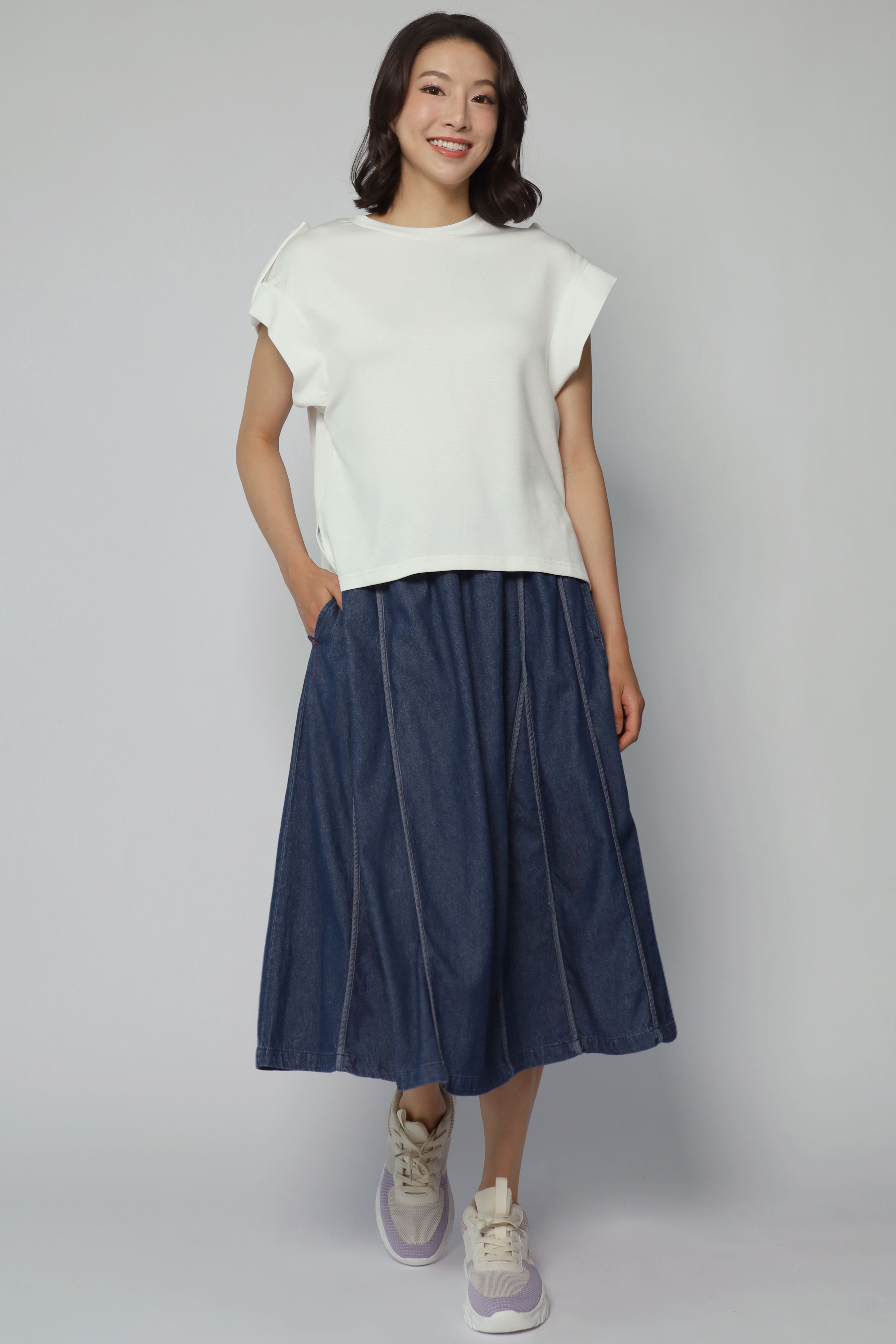 Backorders Zoanne Button Shoulder Top in White