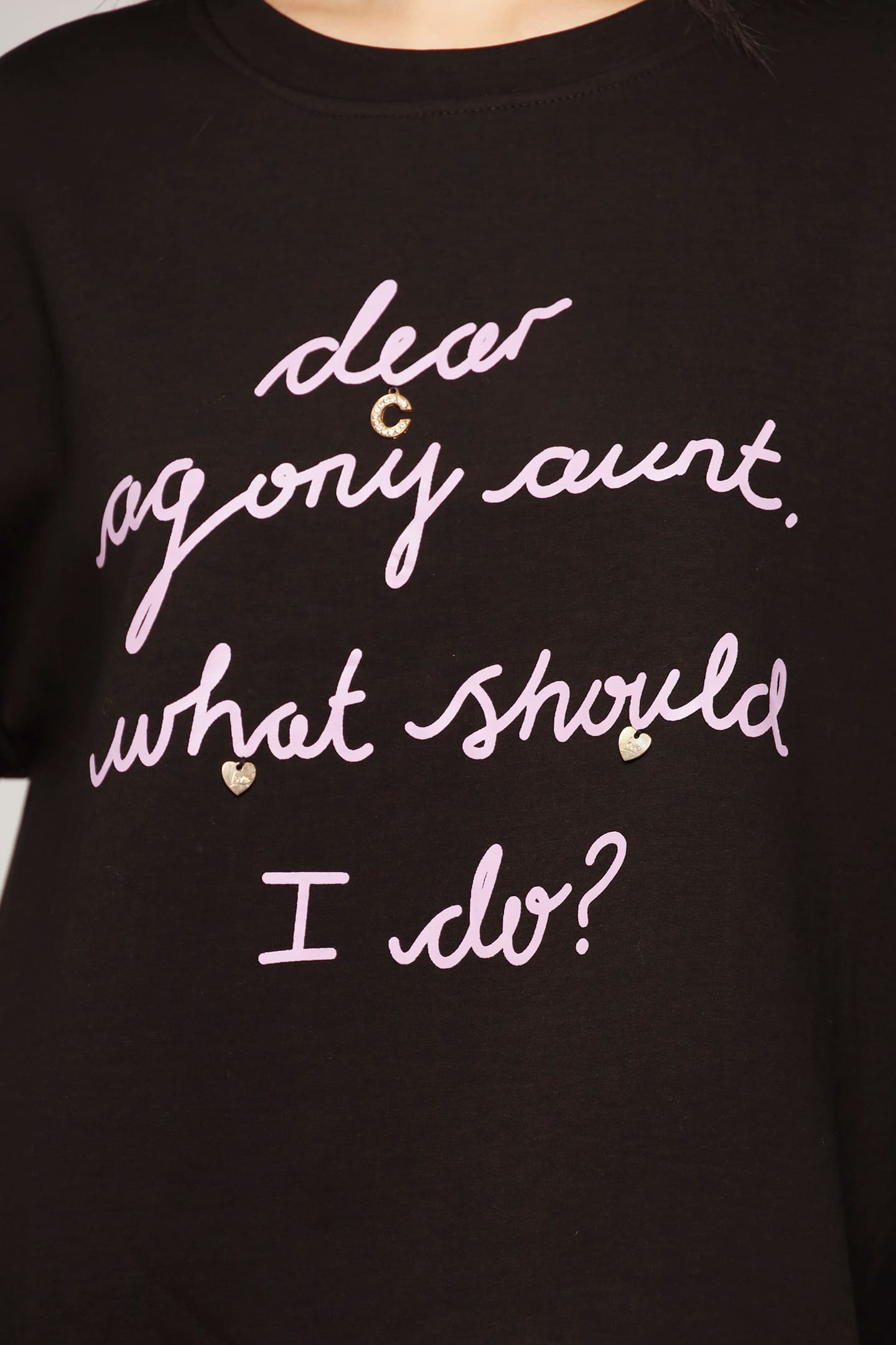 JOY - Aunt Agony Printed Tee in Black Pink