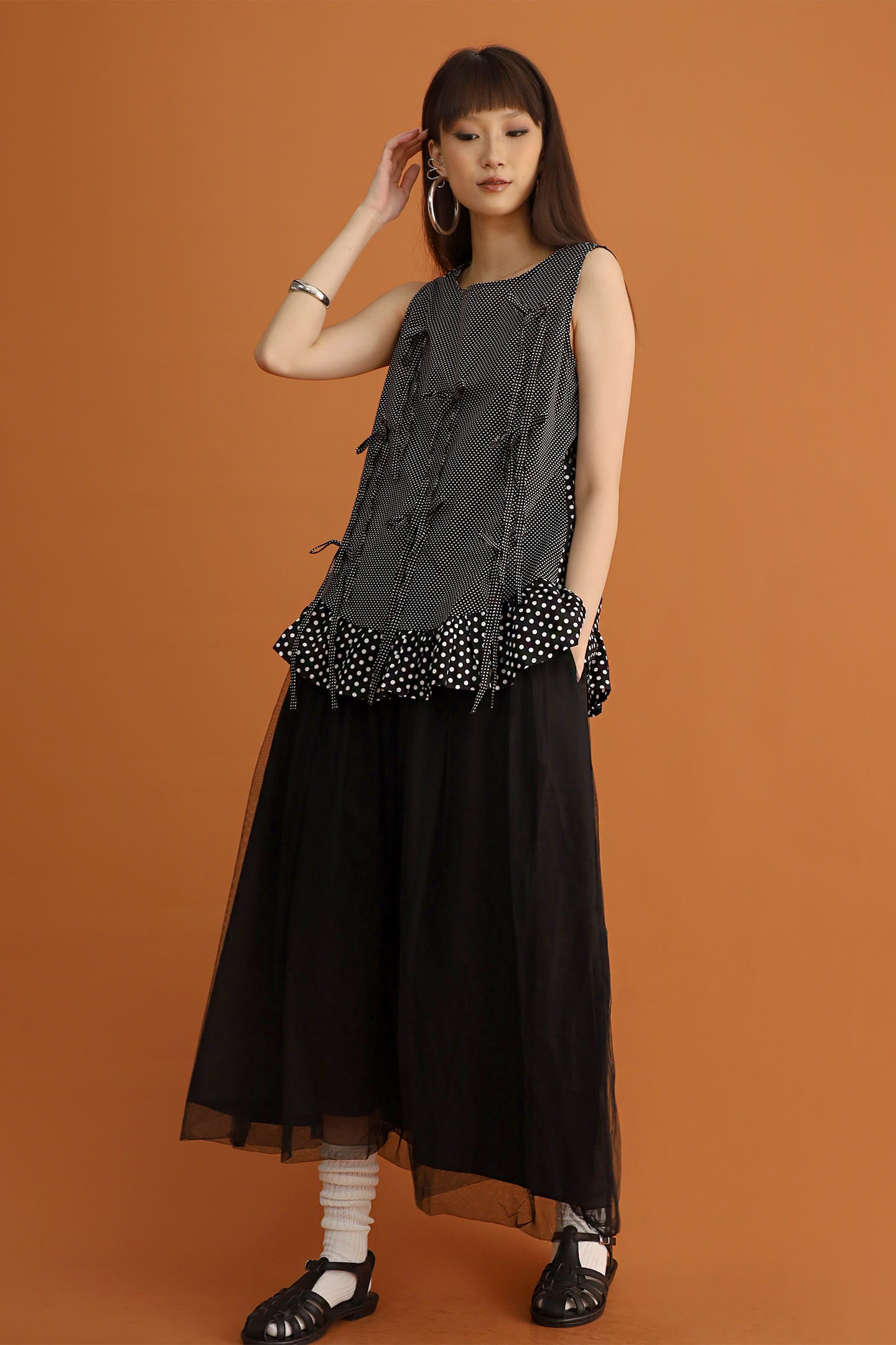 CHOSEN - Airi Polkadot Ribbon Top