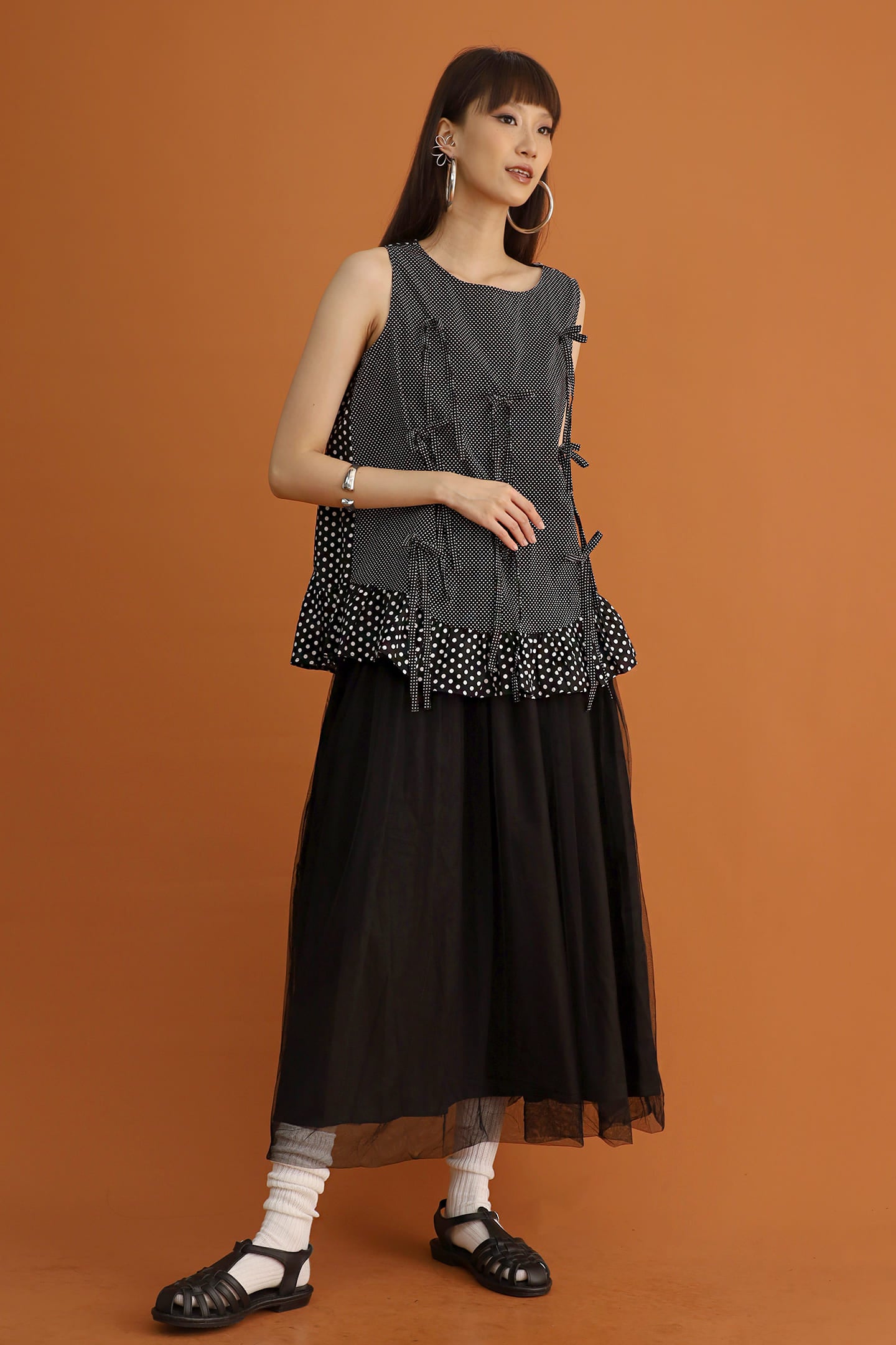 CHOSEN - Airi Polkadot Ribbon Top