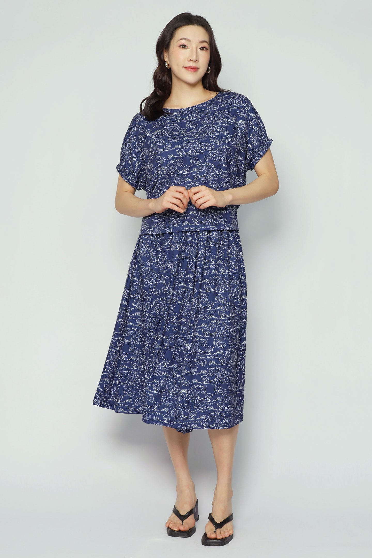 Akemi 2 in 1 Top and Culottes Set in Blue Nami