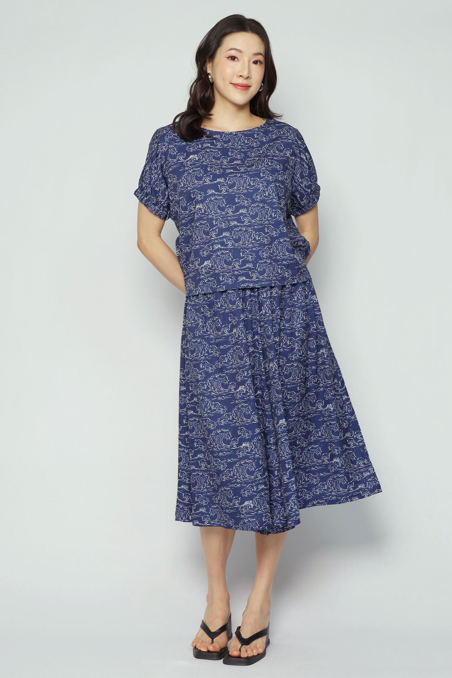 Akemi 2 in 1 Top and Culottes Set in Blue Nami