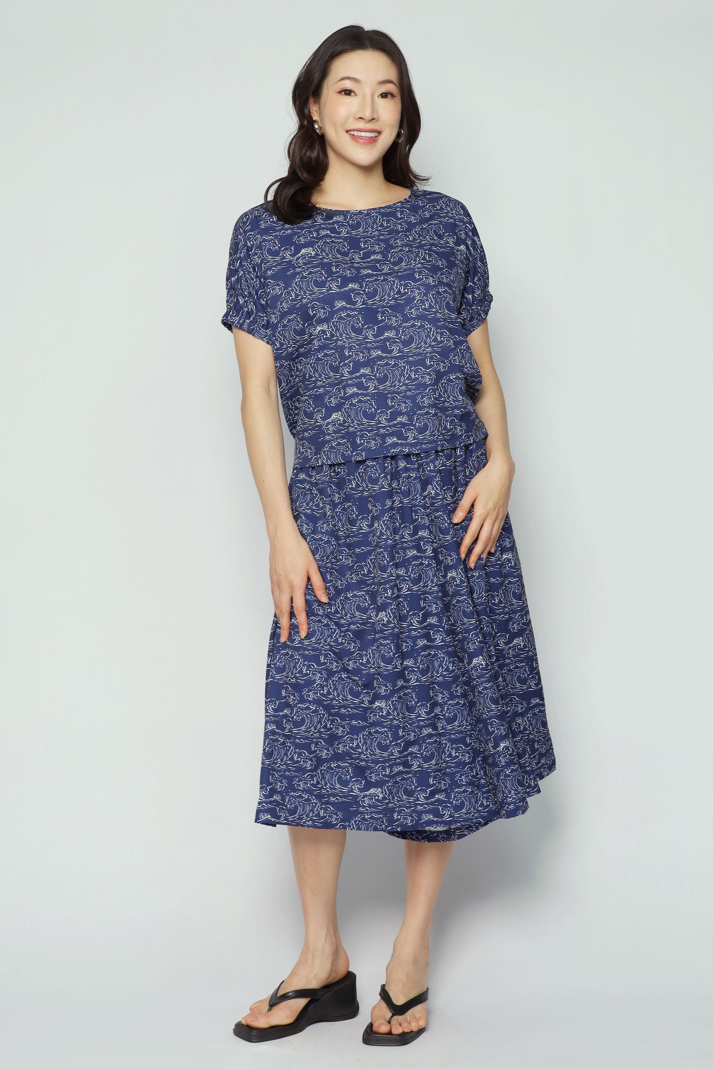 Akemi 2 in 1 Top and Culottes Set in Blue Nami