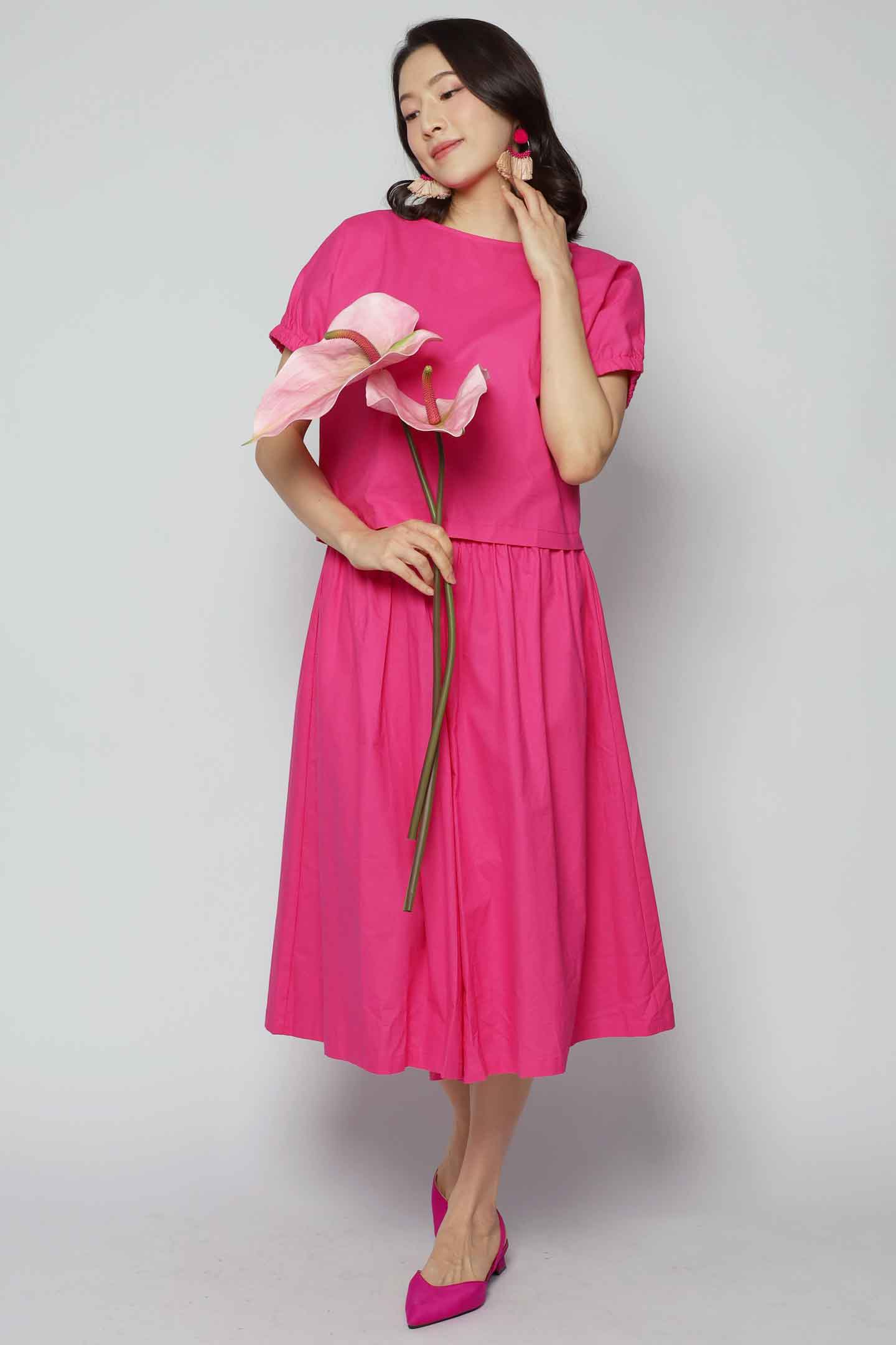 Akemi 2 in 1 Top and Culottes Set in Pink