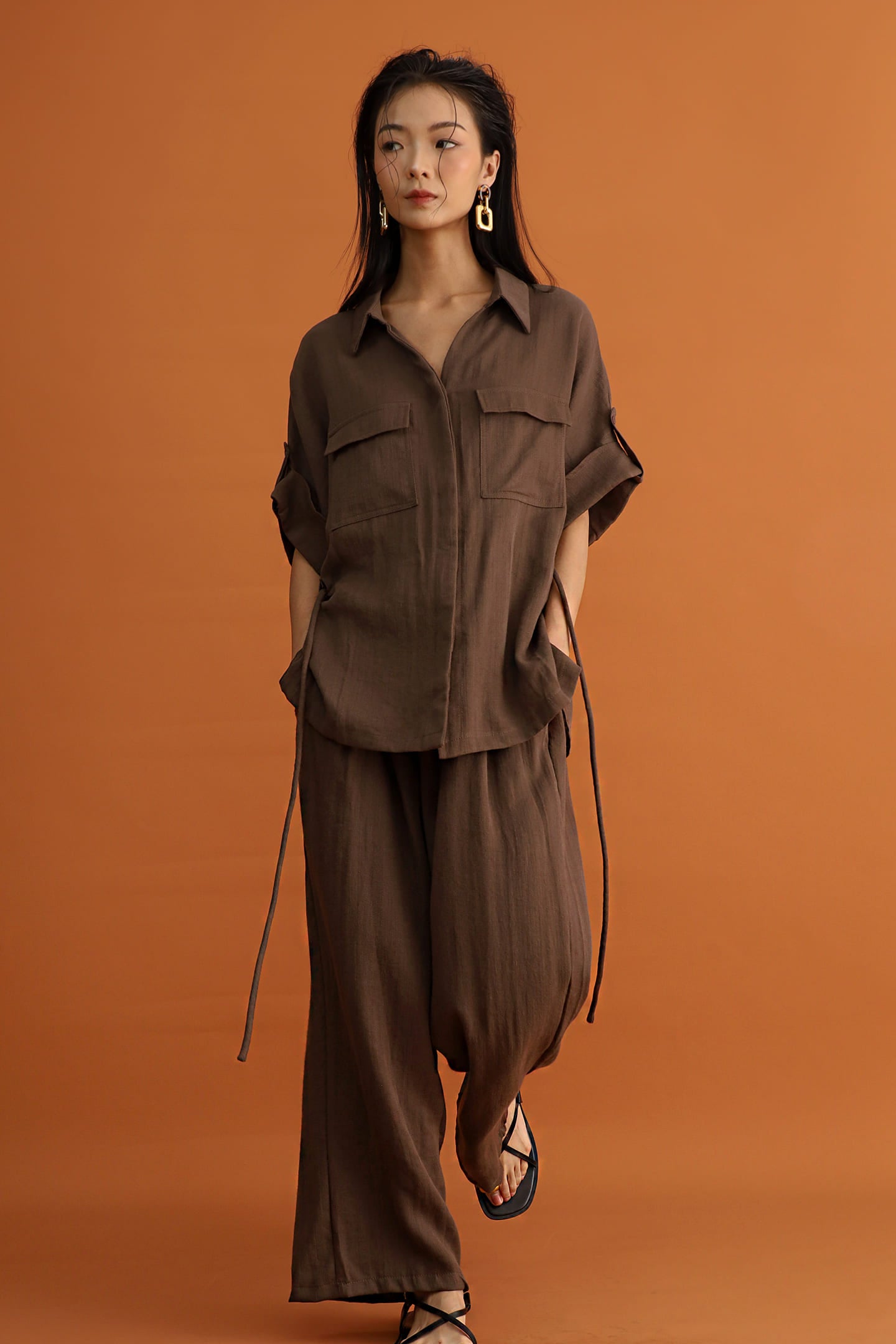 CHOSEN - Akira Pocket Shirt in Cocoa Brown