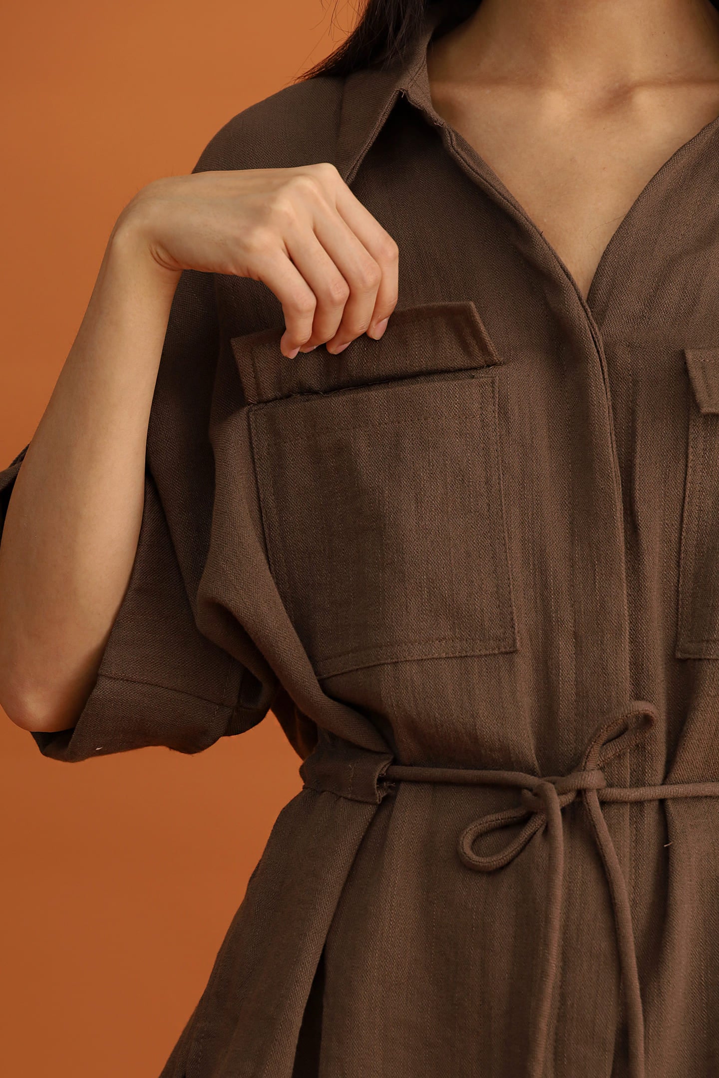 CHOSEN - Akira Pocket Shirt in Cocoa Brown