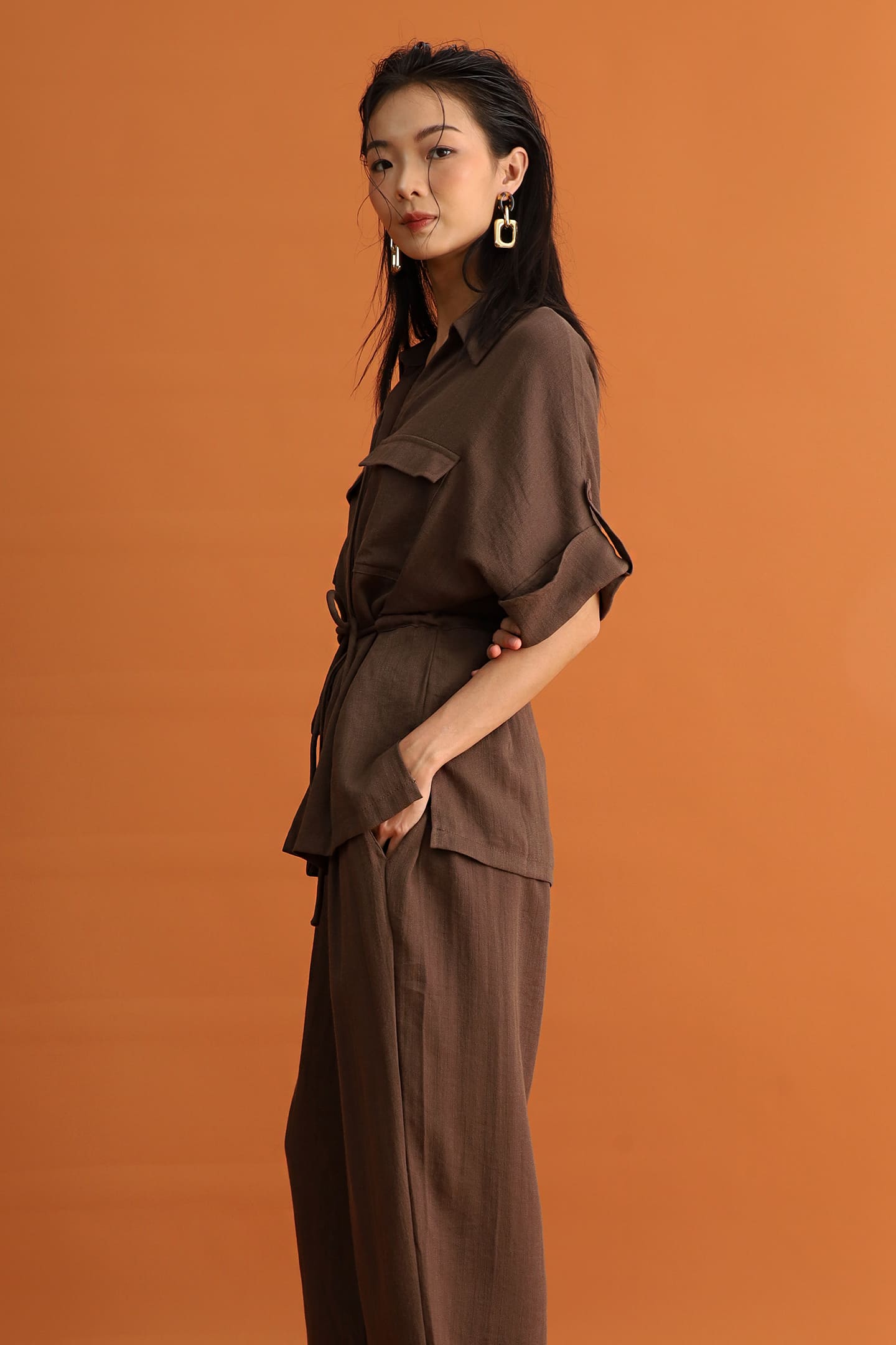 CHOSEN - Akira Pocket Shirt in Cocoa Brown
