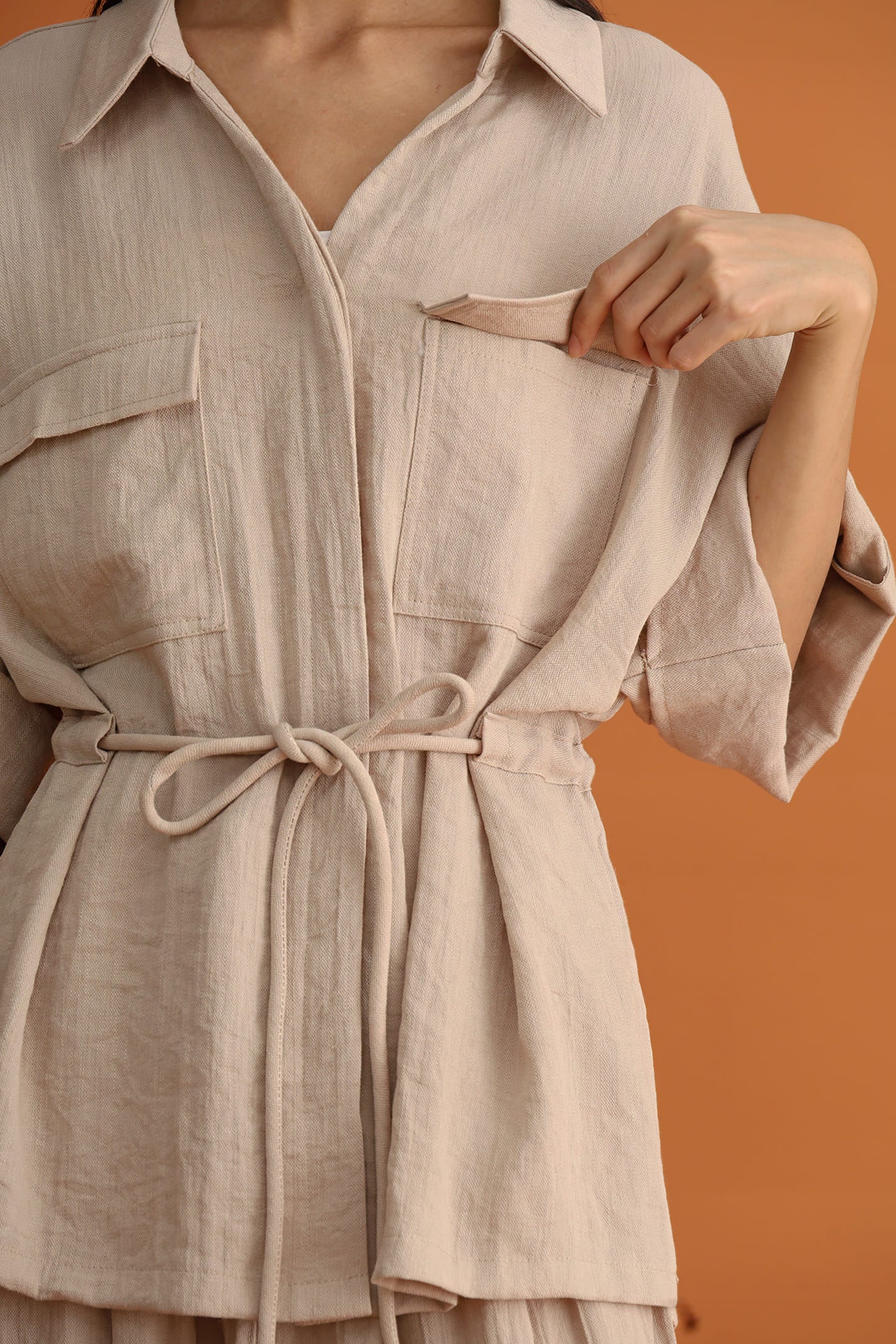 CHOSEN - Akira Pocket Shirt in Sand Beige