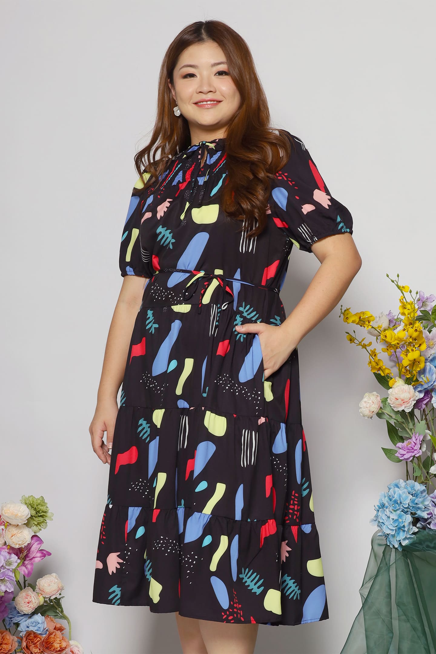 Alina Dress in Retro Botany