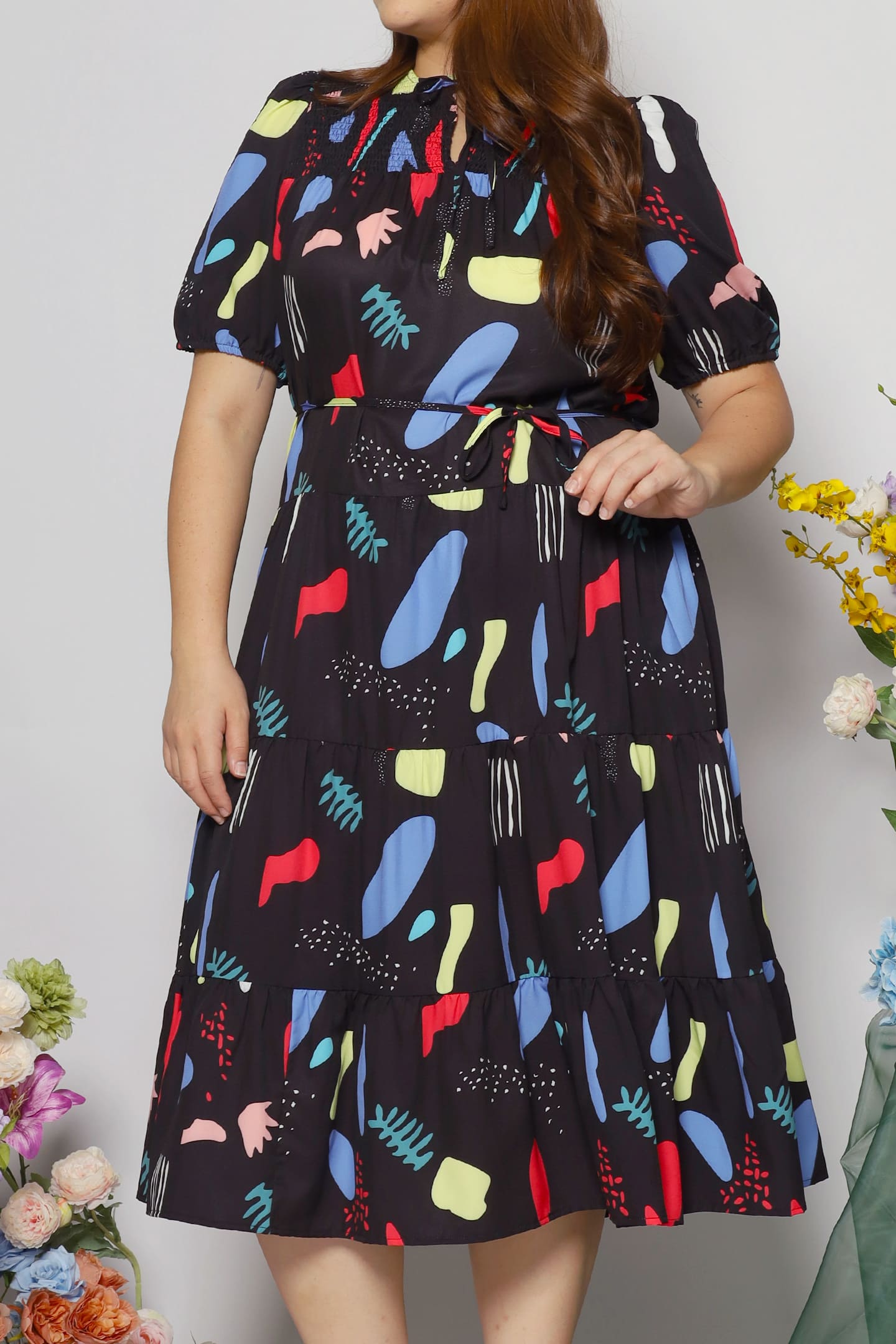 Alina Dress in Retro Botany