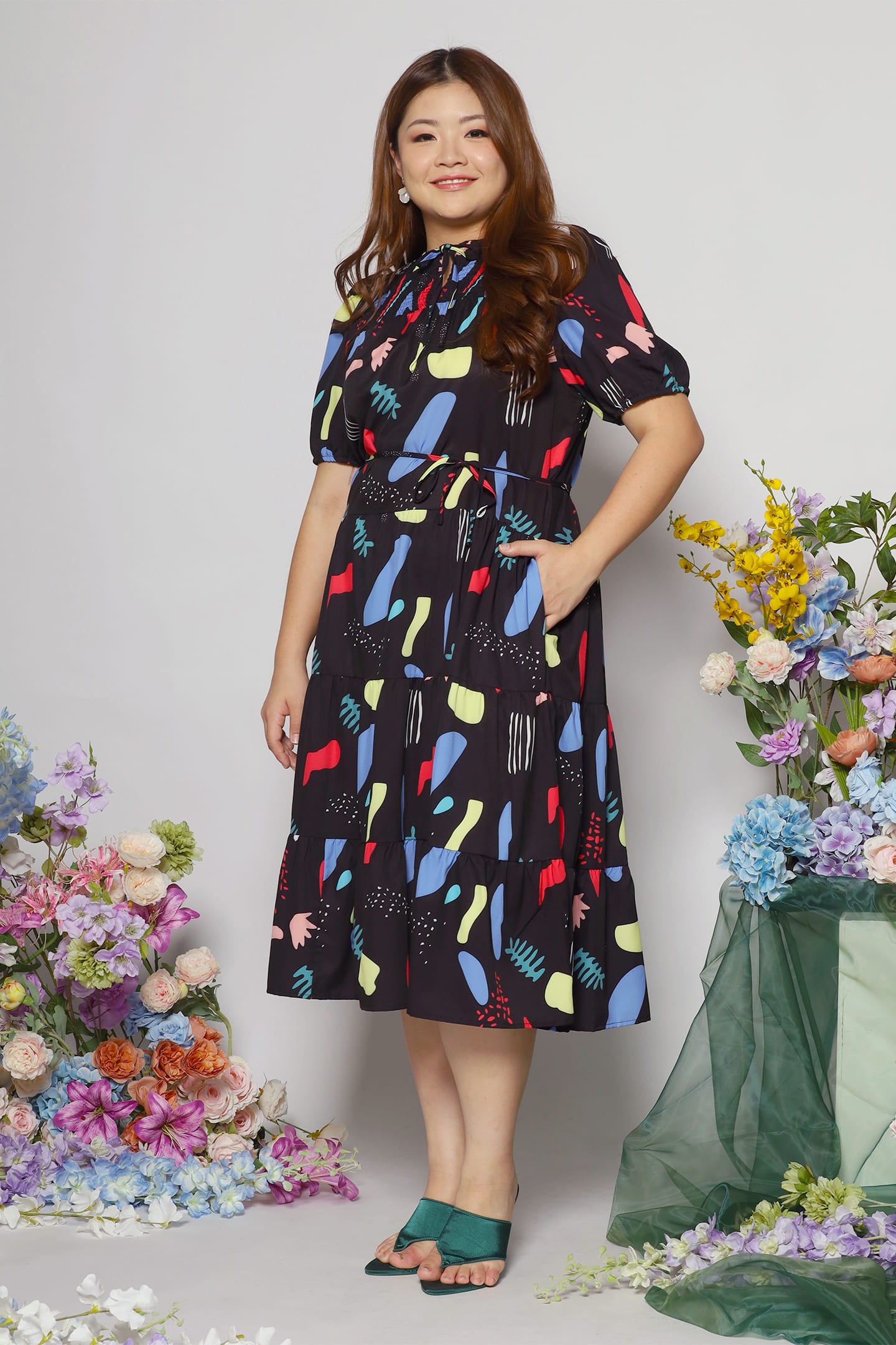 Alina Dress in Retro Botany