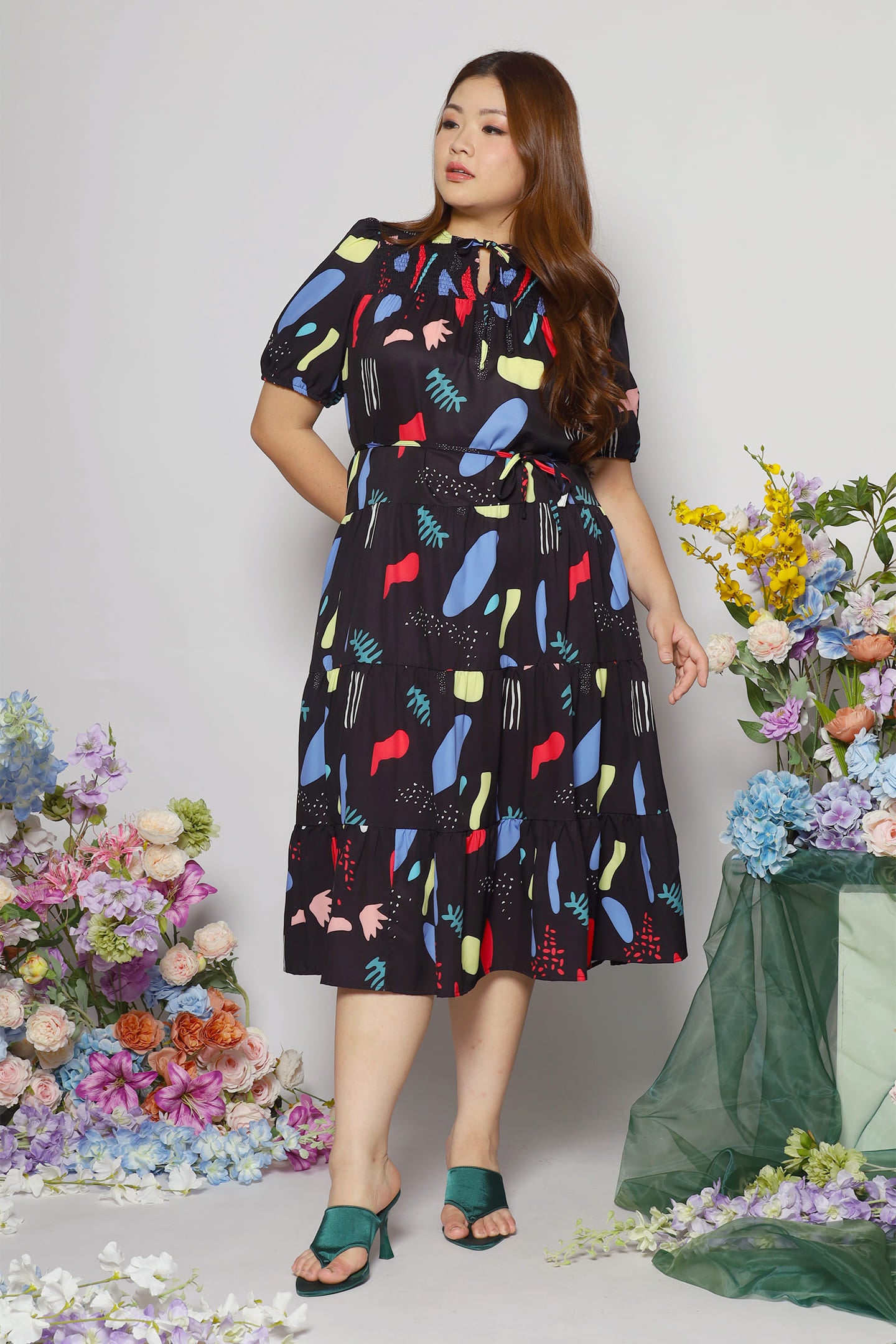 Alina Dress in Retro Botany