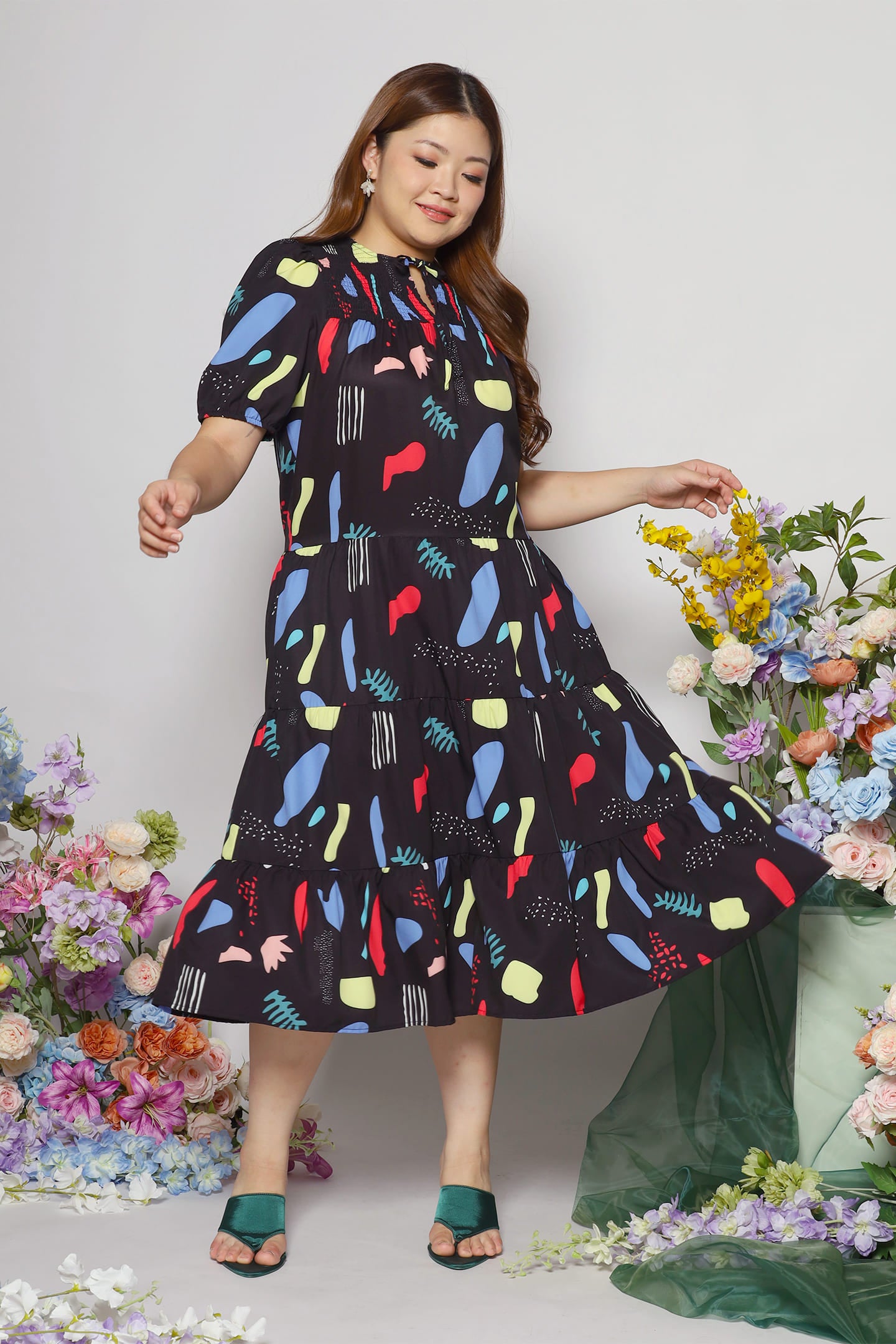 Alina Dress in Retro Botany