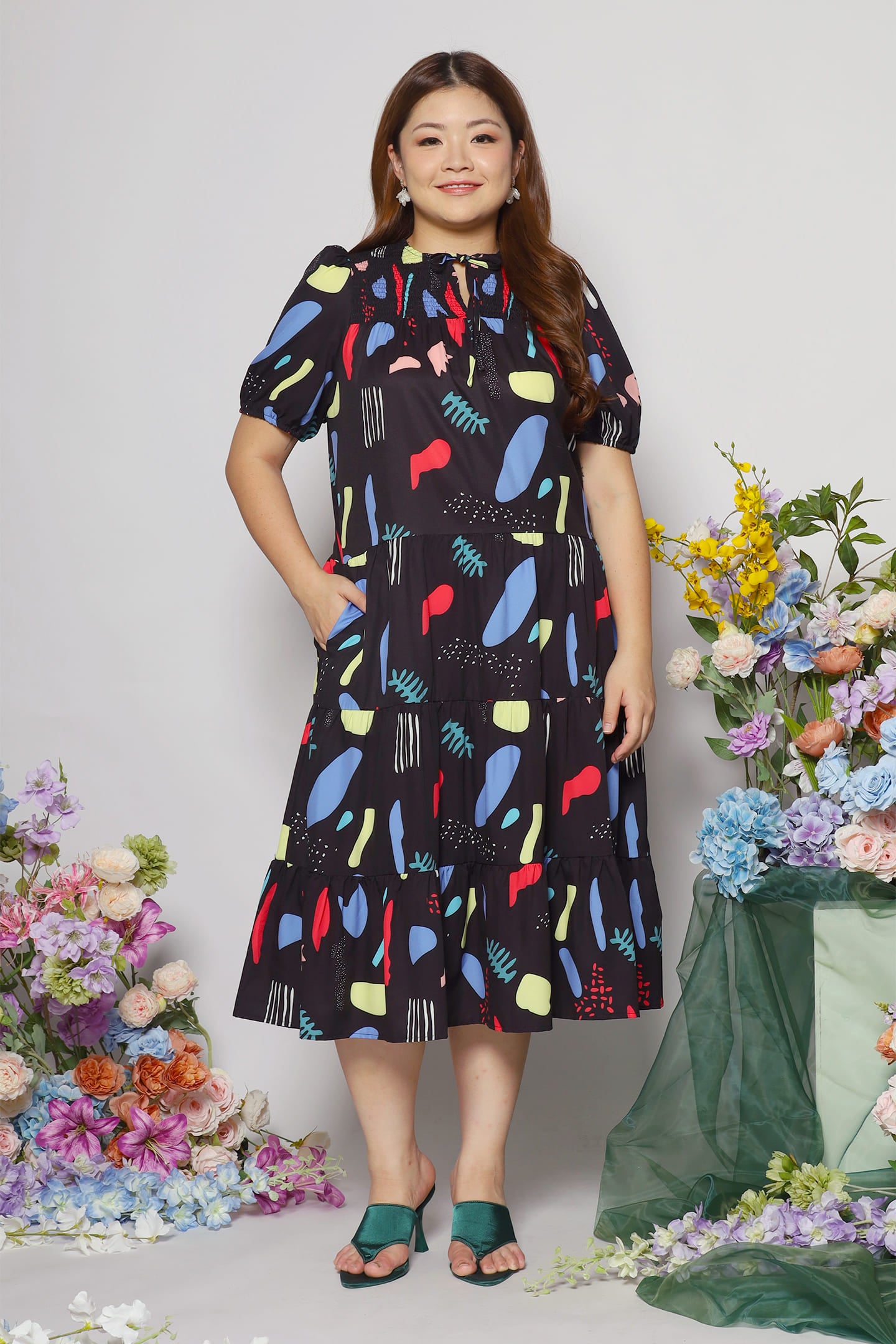 Alina Dress in Retro Botany