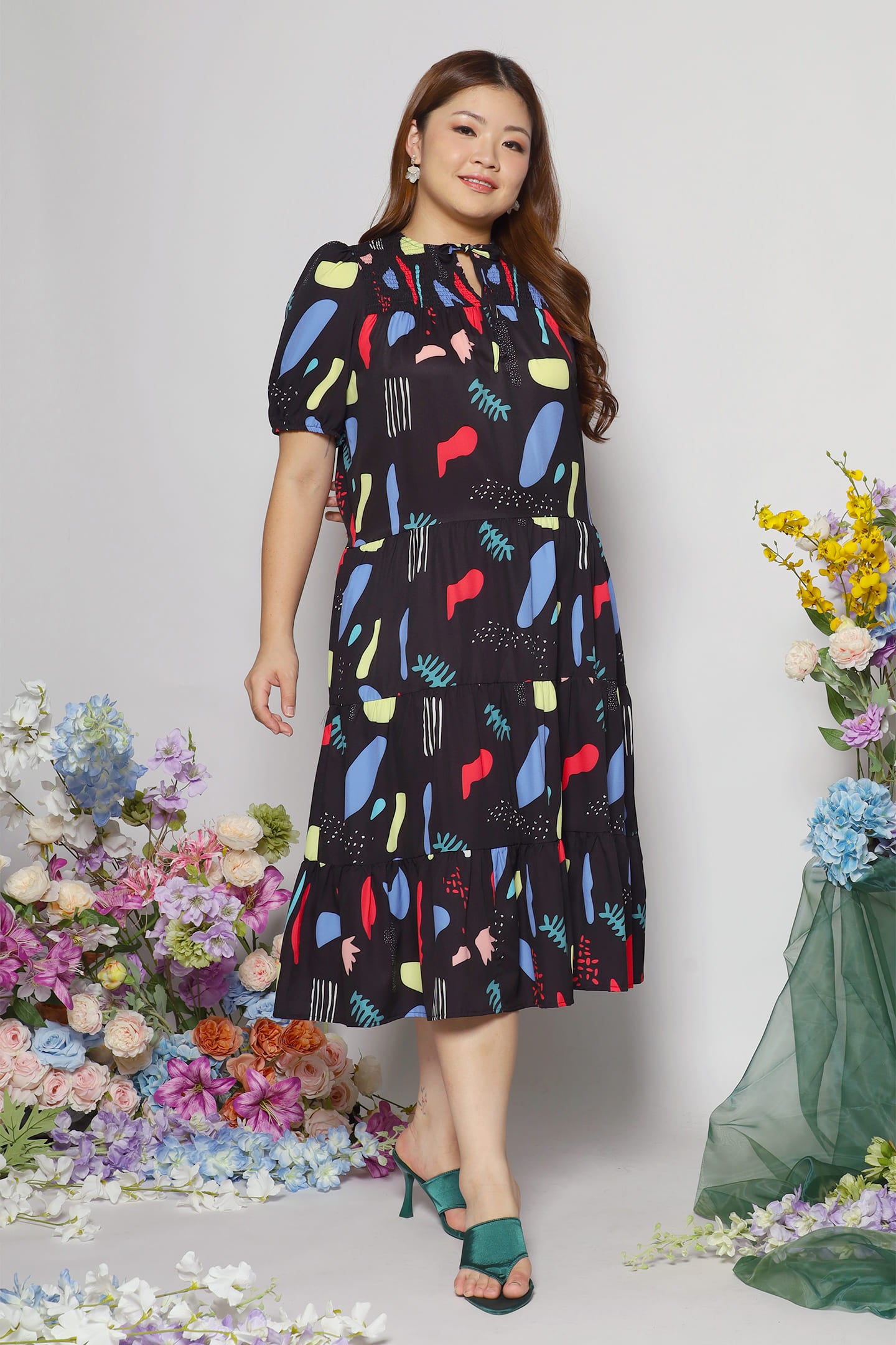 Alina Dress in Retro Botany