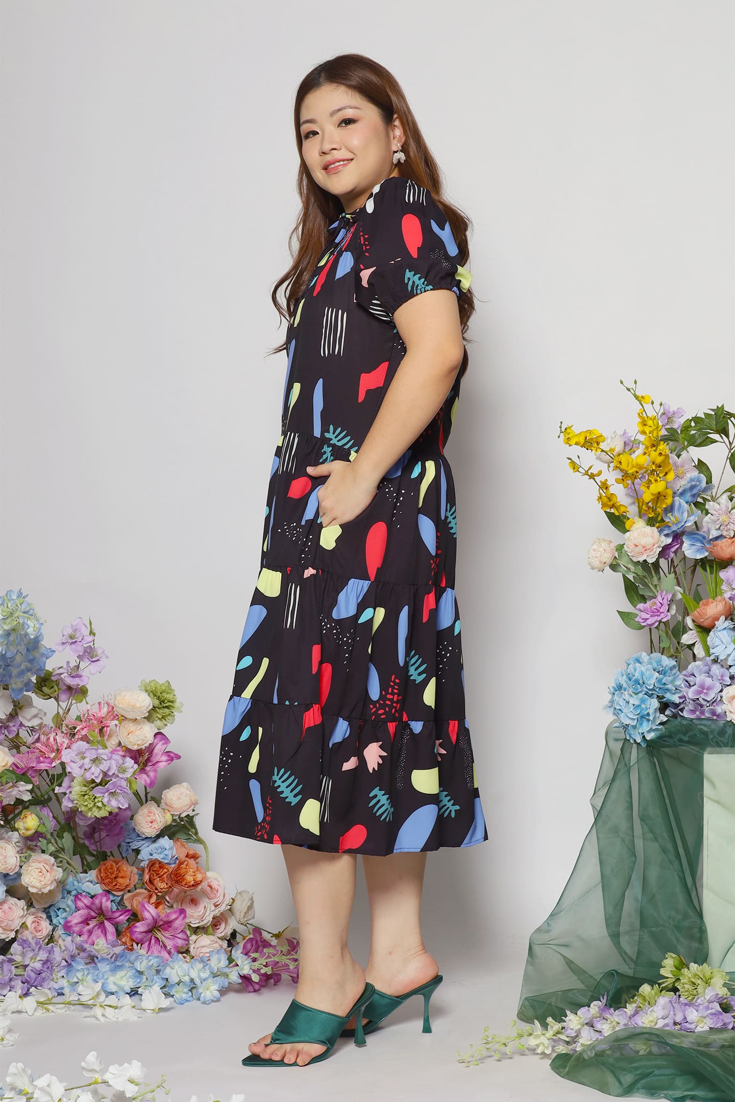 Alina Dress in Retro Botany