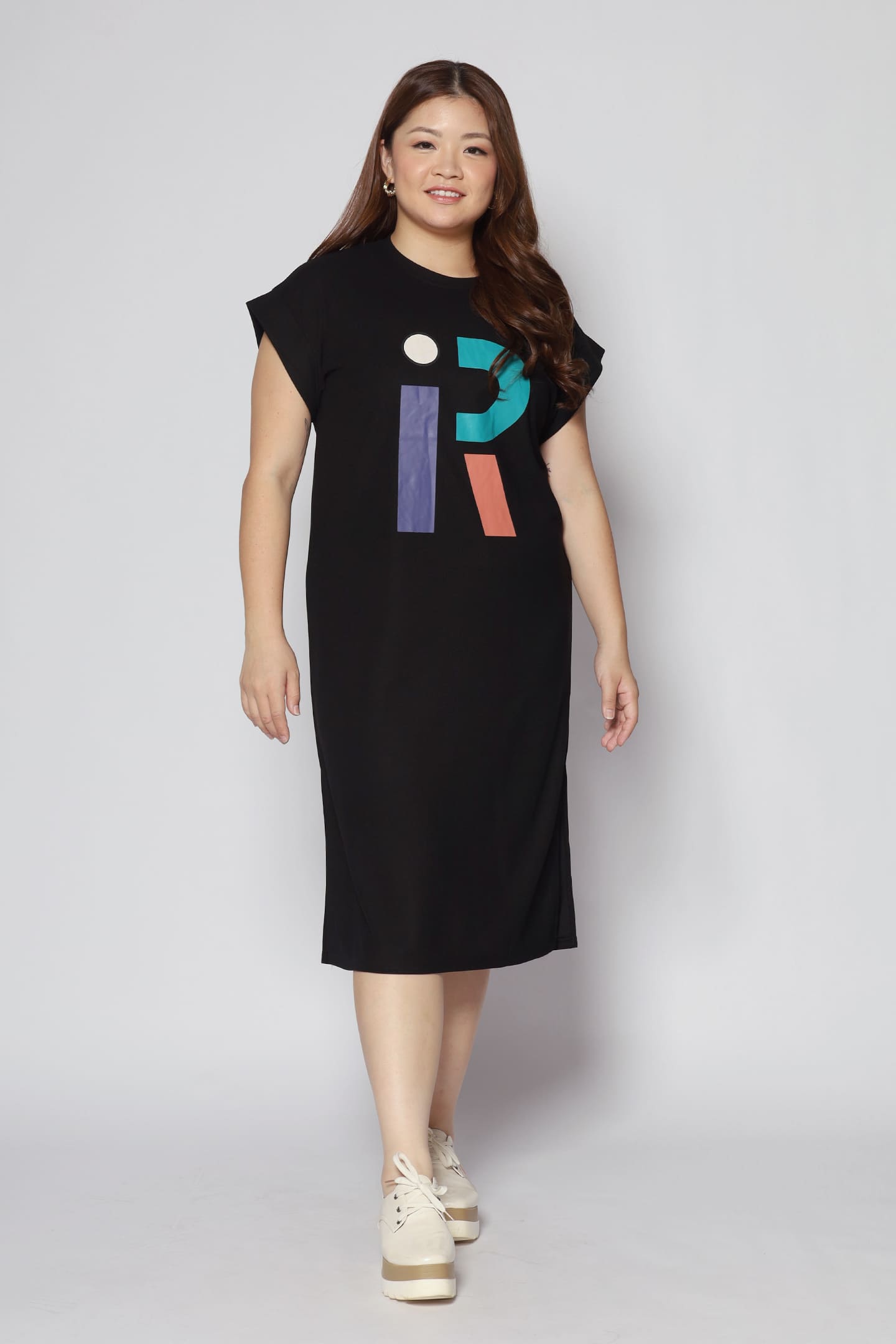 Alphabet Tee Dress in Black