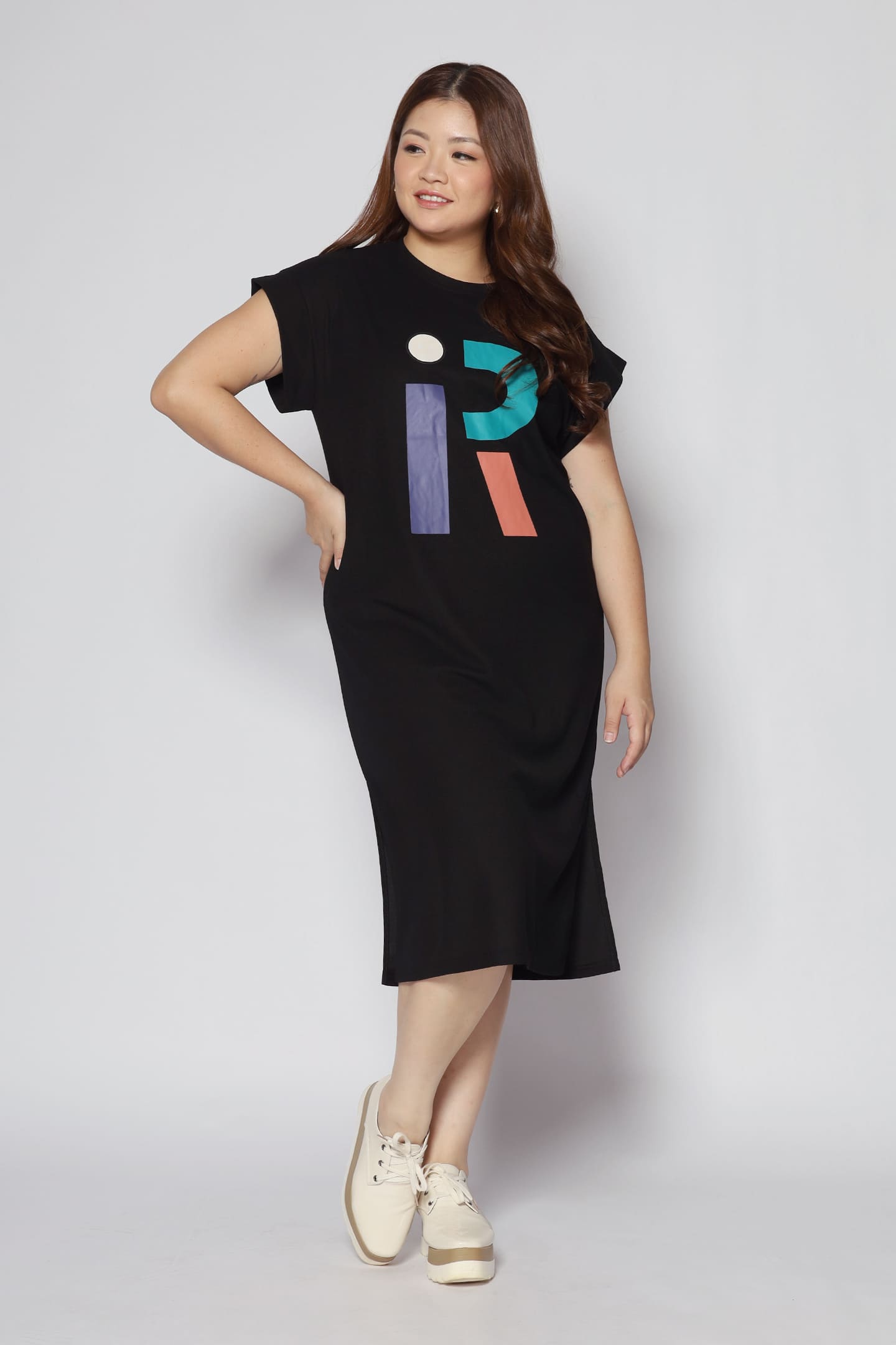 Alphabet Tee Dress in Black