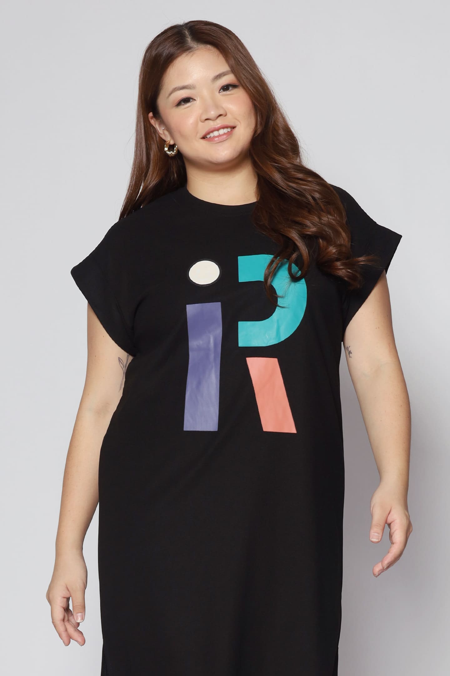 Alphabet Tee Dress in Black