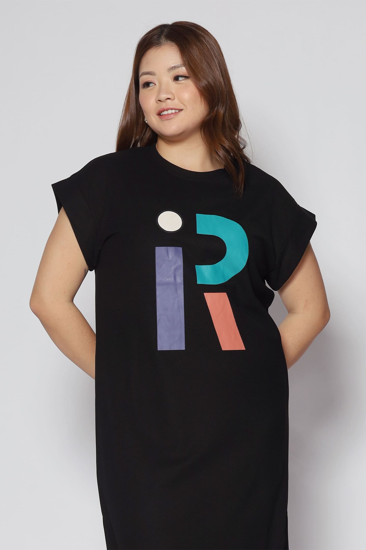 Alphabet Tee Dress in Black