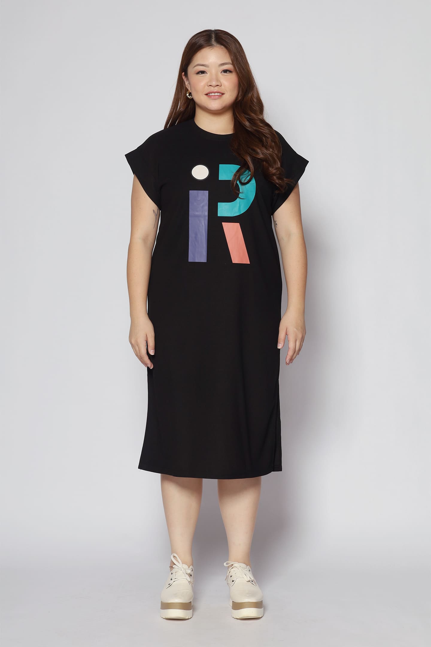 Alphabet Tee Dress in Black