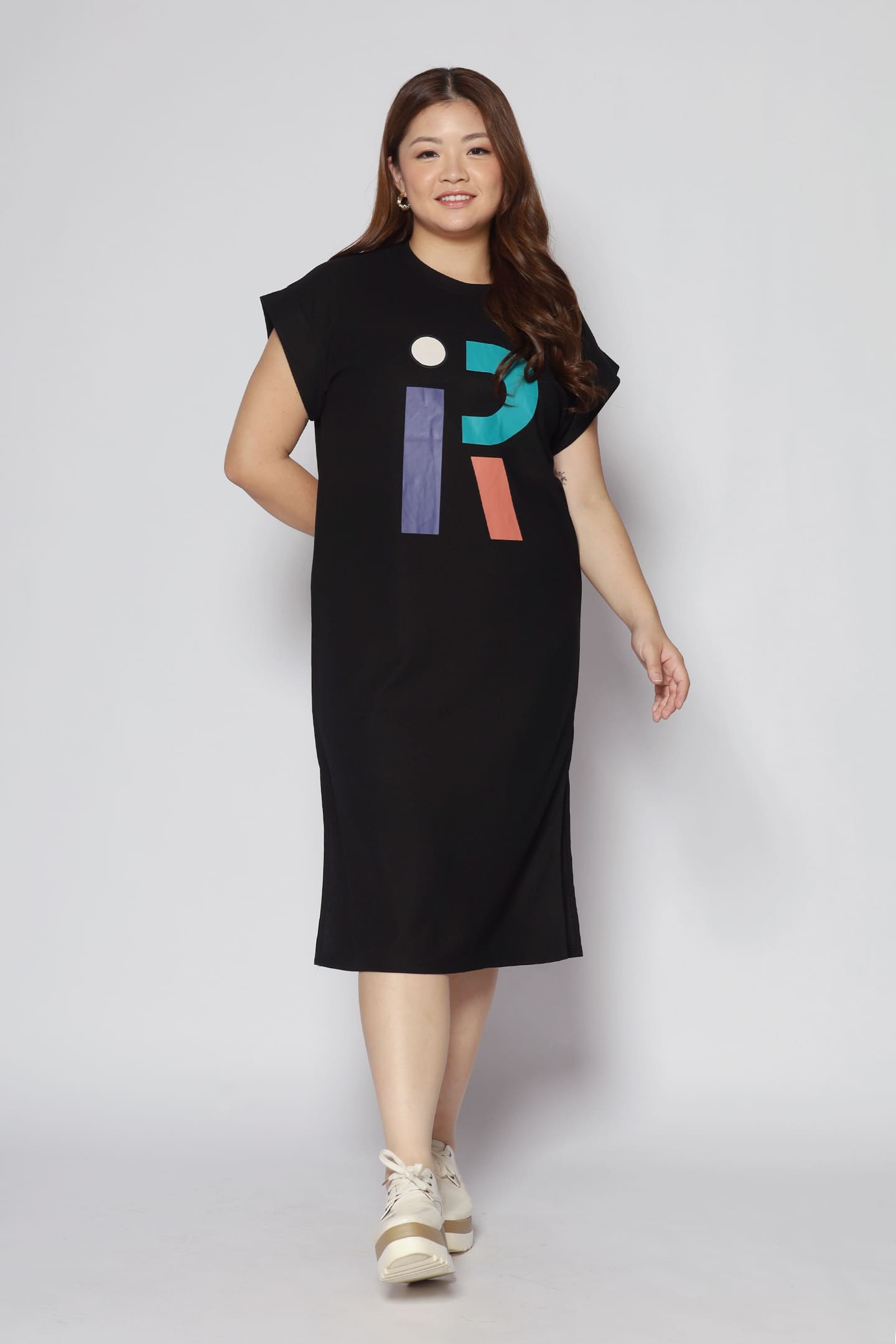 Alphabet Tee Dress in Black